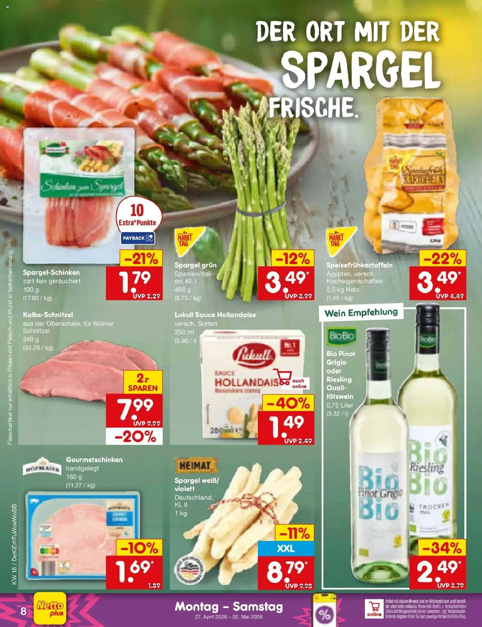 Netto Marken-Discount Prospekt Metten	 – gültig ab 27.04.2026 | Seite: 10 | Produkte: Schnitzel, Wurst, Wein, Fleisch