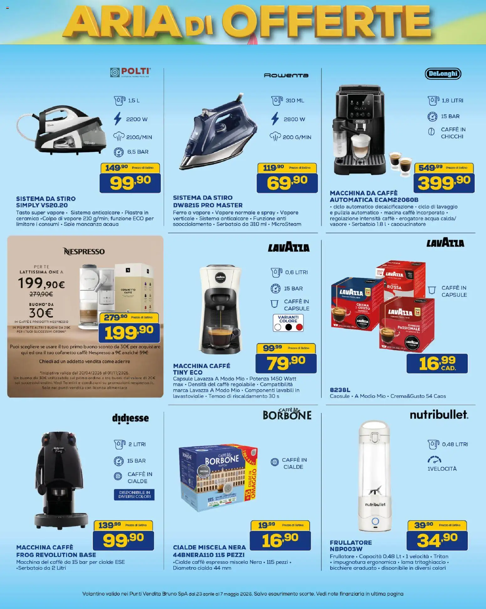 Volantino Euronics del 23.04.2026 | Pagina: 23 | Prodotti: Macchina da caffe, Caffè, Frullatore, Anticalcare