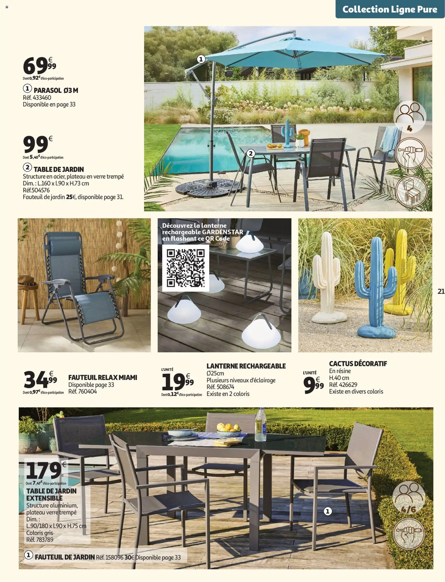 {H1} | Page: 21 | Produits: Plateau, Table de jardin, Table, Parasol