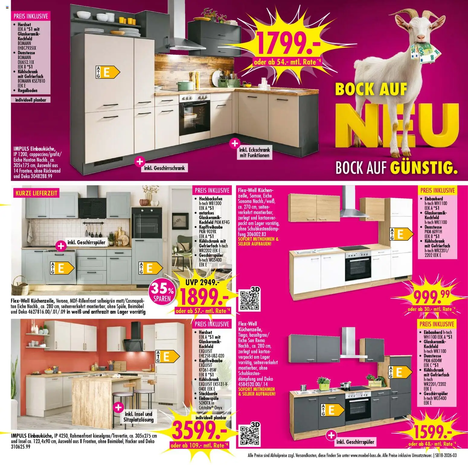 SB Möbel Boss Prospekt 	 – gültig ab 25.04.2026 | Seite: 3 | Produkte: Geschirrspüler, Hocker, Kochfeld, Kuchen