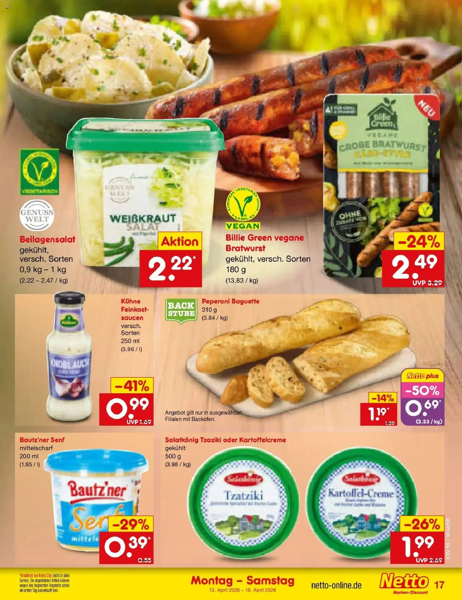 Netto Marken-Discount Prospekt Gemmingen	 – gültig ab 13.04.2026 | Seite: 8 | Produkte: Bratwurst, Baguette, Knoblauch