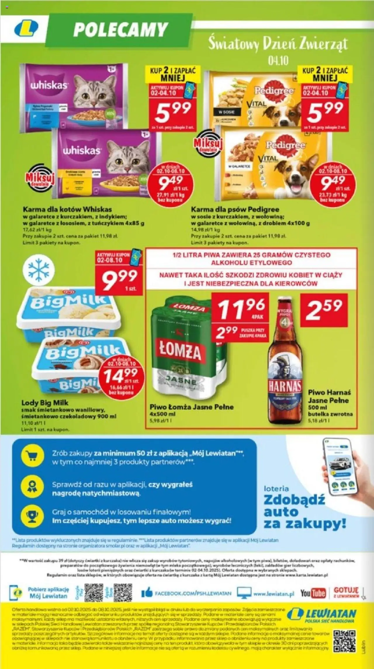 Lewiatan gazetka - Lublin od 02.10.2025 | Strona: 8 | Produkty: Mleka, Pedigree, Big Milk, Piwo