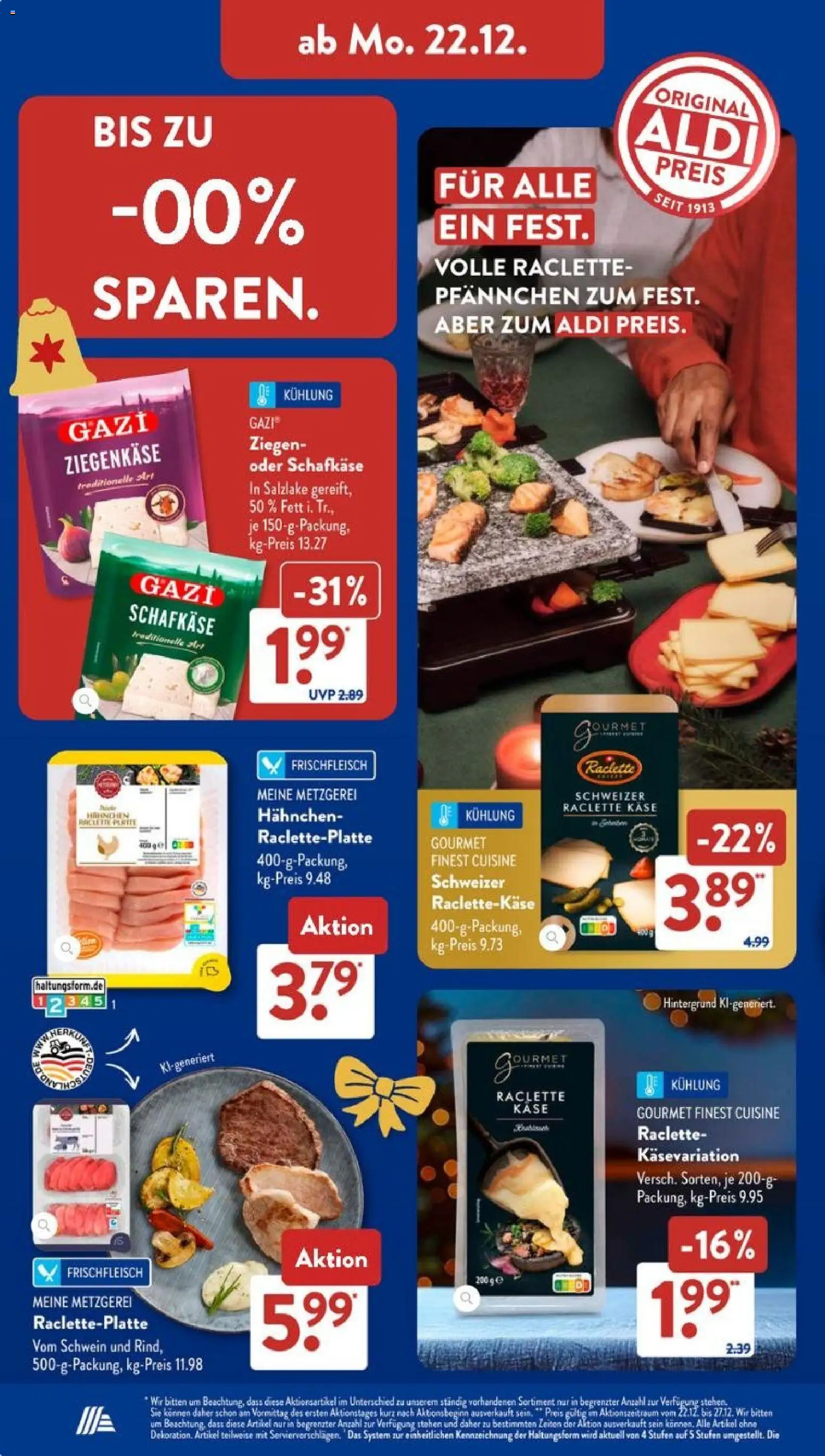 Aldi Süd Prospekt 	 – gültig ab 22.12.2025 | Seite: 10 | Produkte: Hahnchen, Käse, Ziegenkäse, Raclette