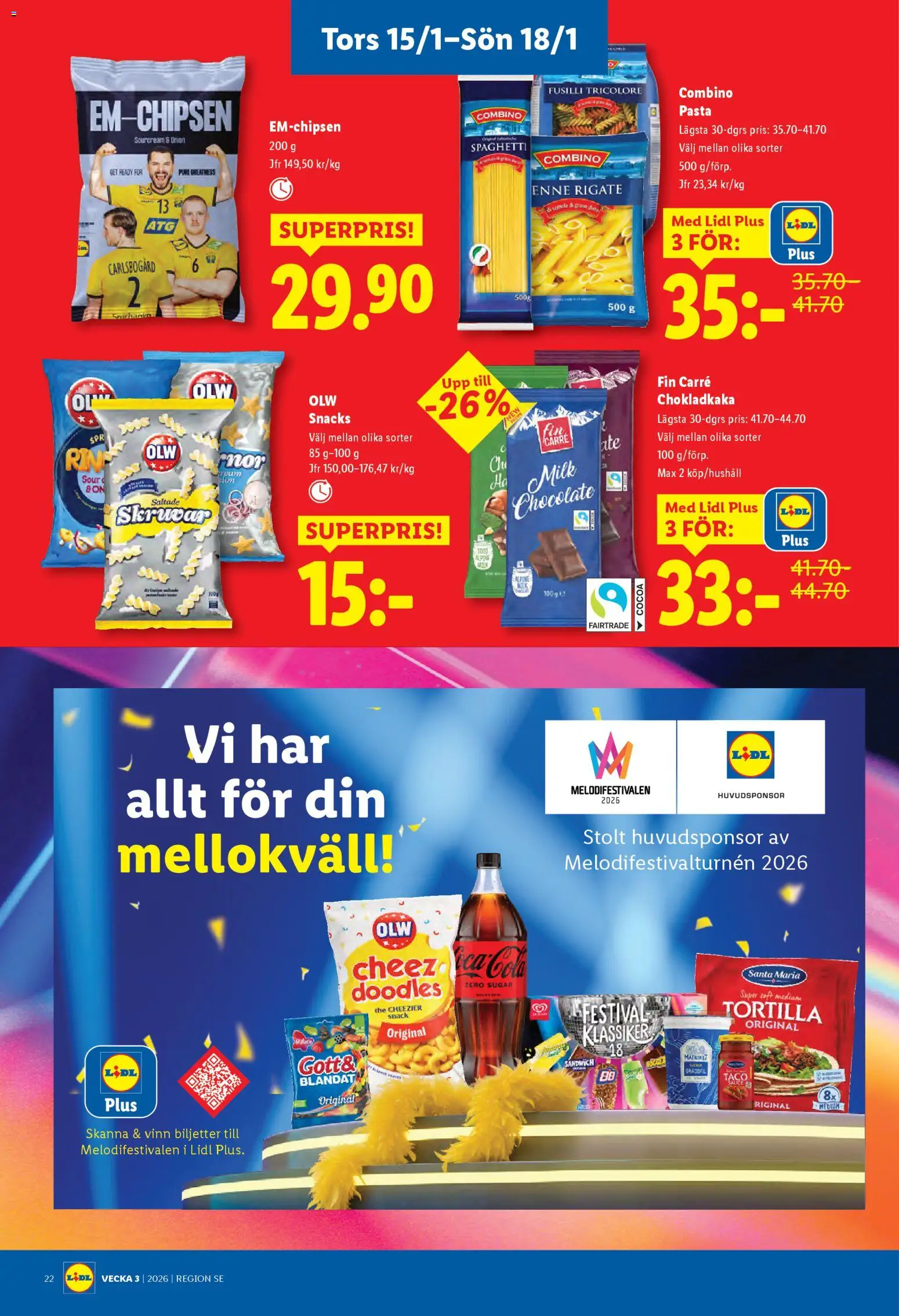 Lidl reklamblad aktuell från 12.01.2026 | Sida: 25 | Produkter: Sandwich, Chokladkaka, Tortilla, Pasta