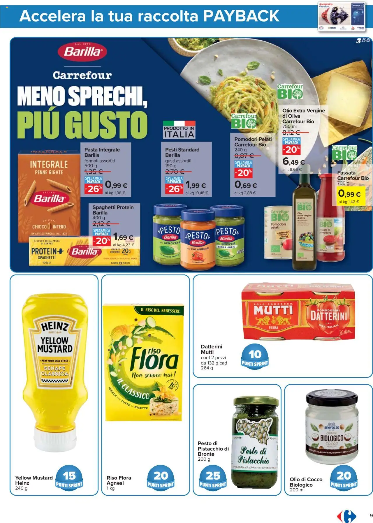 Volantino Carrefour del 23.10.2025 | Pagina: 9 | Prodotti: Olio, Pomodori, Pasta, Penne