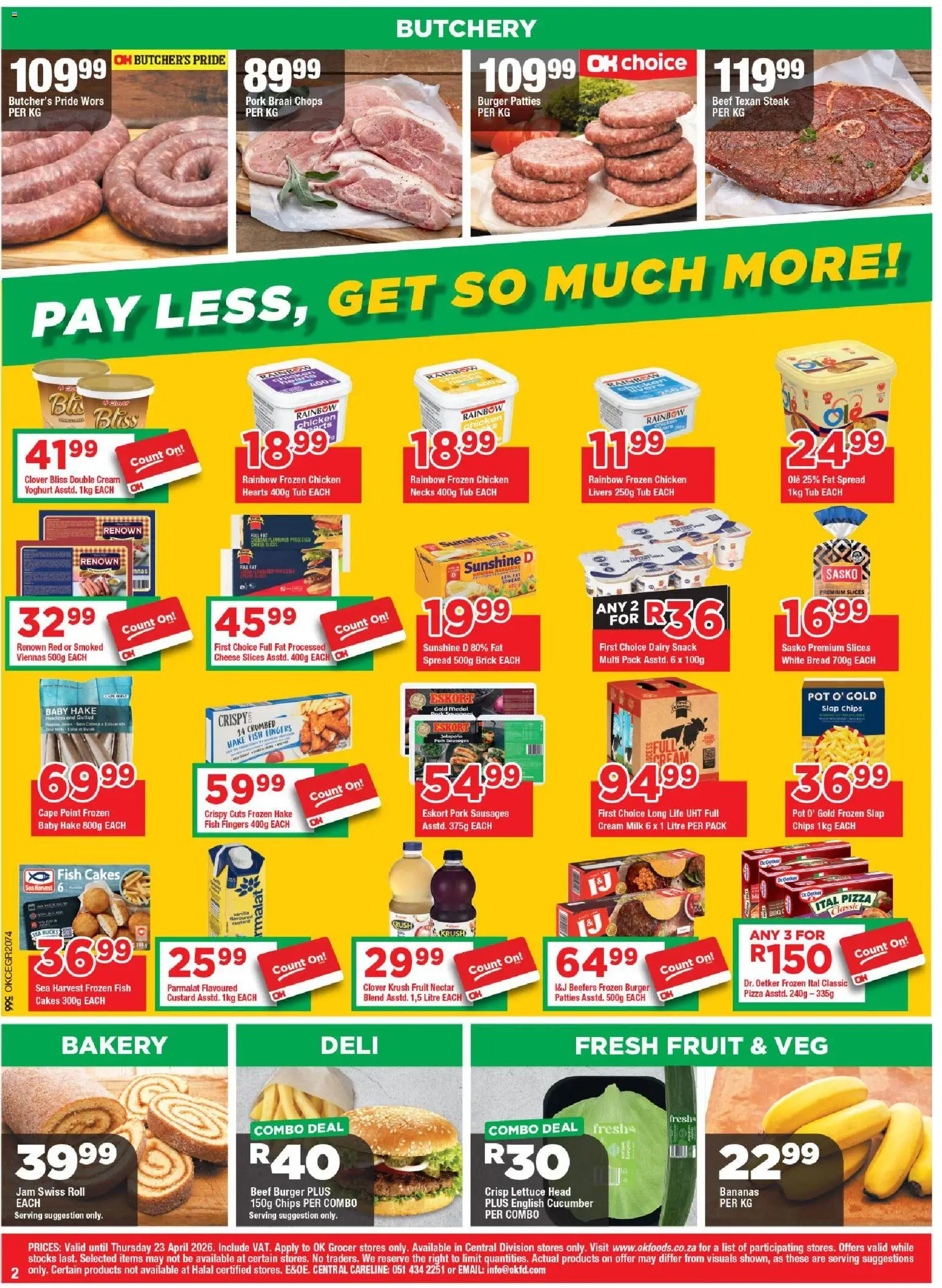 New OK Foods catalogue – valid from 15.04.2026 | Page: 2 | Products: Bread, Beef, Cream, Lettuce