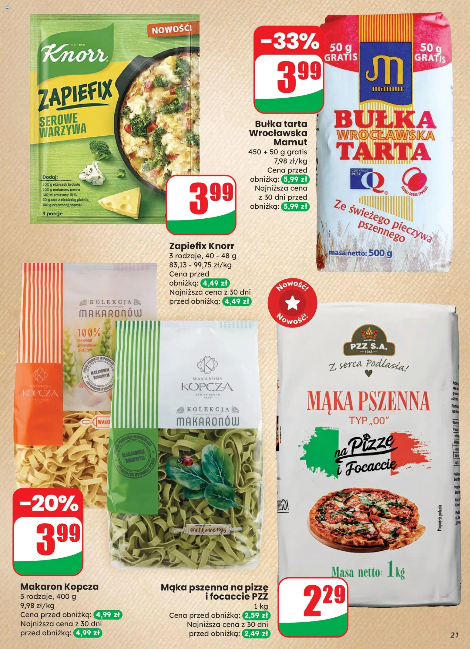 Dino Gazetka od 12.11.2025 | Strona: 21 | Produkty: Bułka tarta, Bułka, Makaron, Warzywa