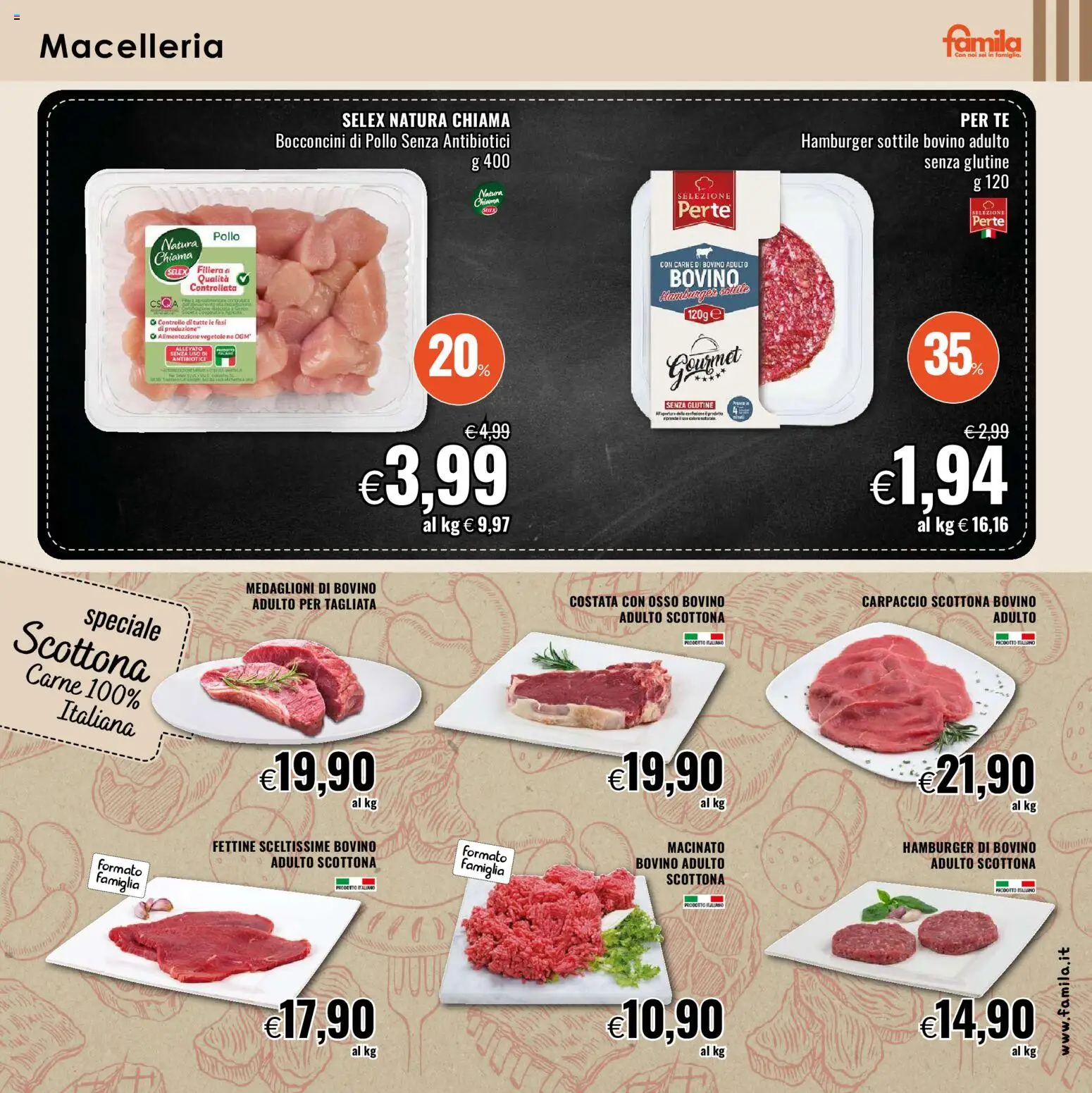 Volantino Famila del 19.02.2026 | Pagina: 3 | Prodotti: Bovino, Pollo, Tè, Hamburger