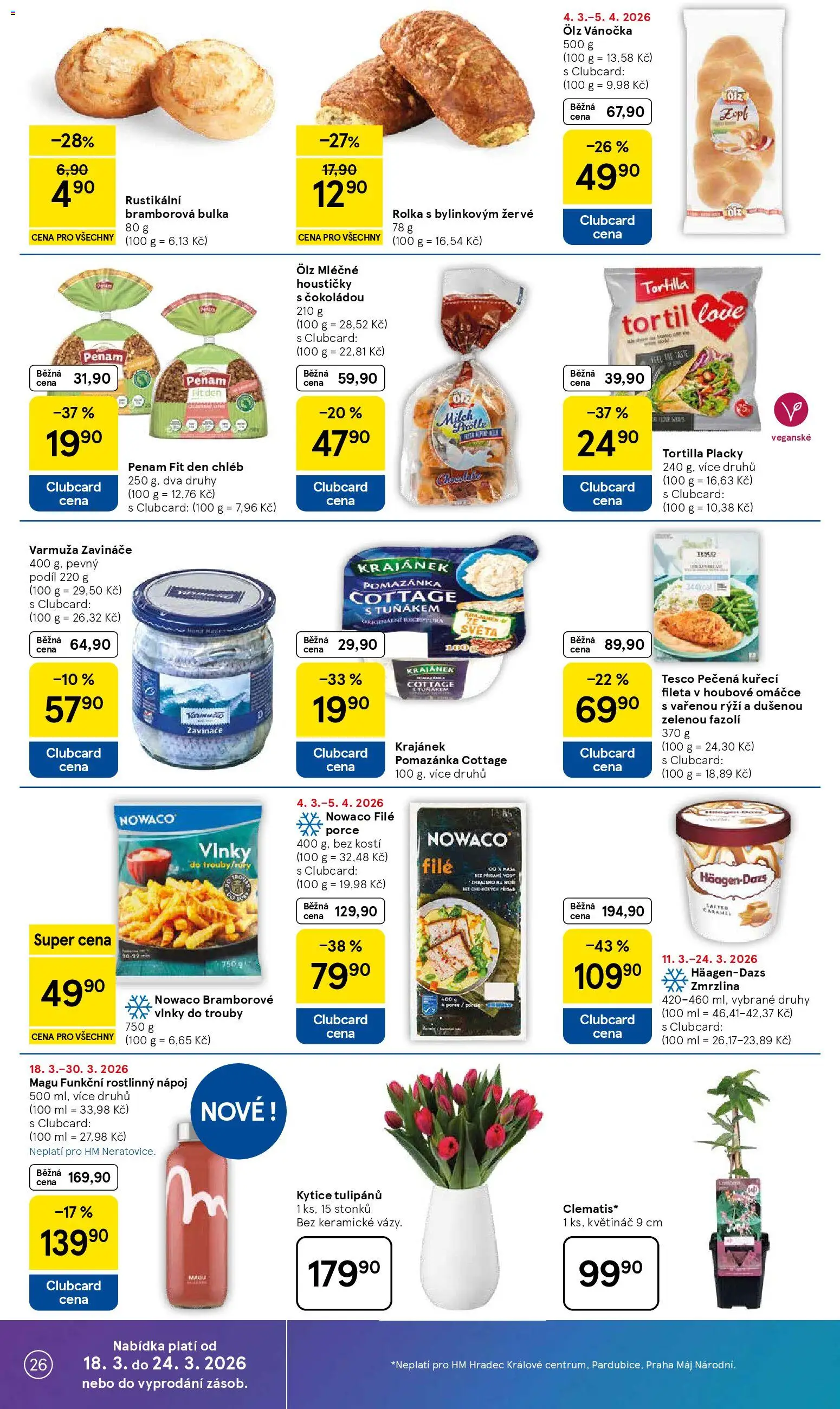 Tesco leták - Hypermarket od 18.03.2026 | Strana: 26 | Produkty: Chléb, Žervé, Rýži, Häagen-Dazs Zmrzlina