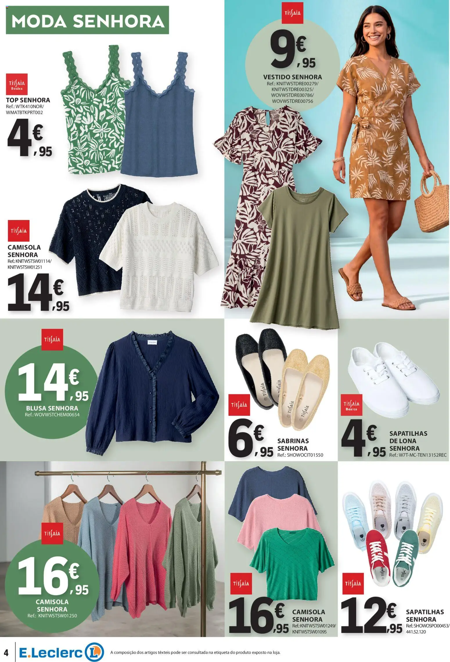 E.Leclerc folheto Não Alimentar │ válido de 12.03.2026 | Página: 4 | Produtos: Top, Blusa, Camisola, Sapatilhas