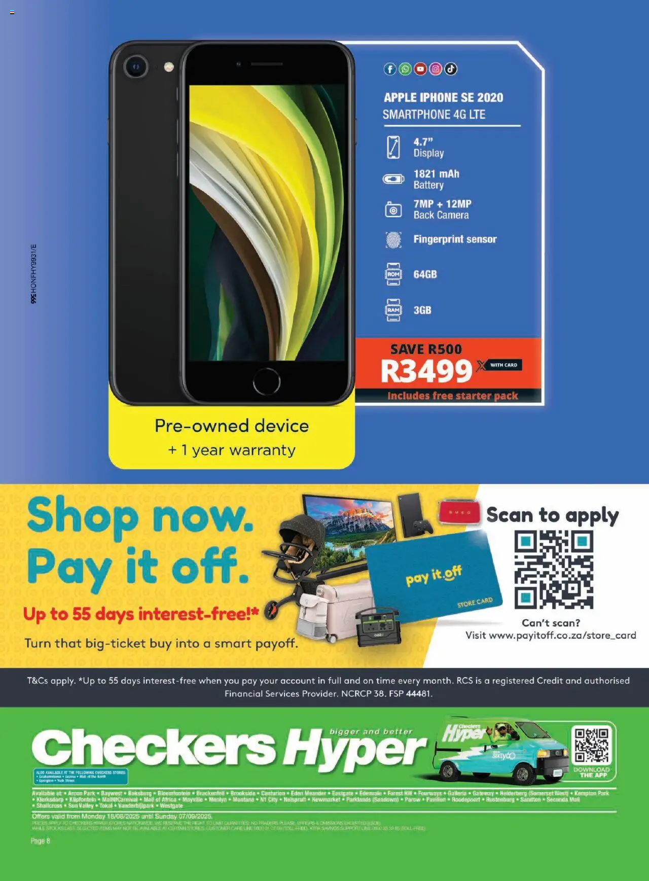 Checkers - Hyper Tech X August Promotion │ valid from 18.08.2025 | Page: 8 | Products: Smartphone, Camera, Battery