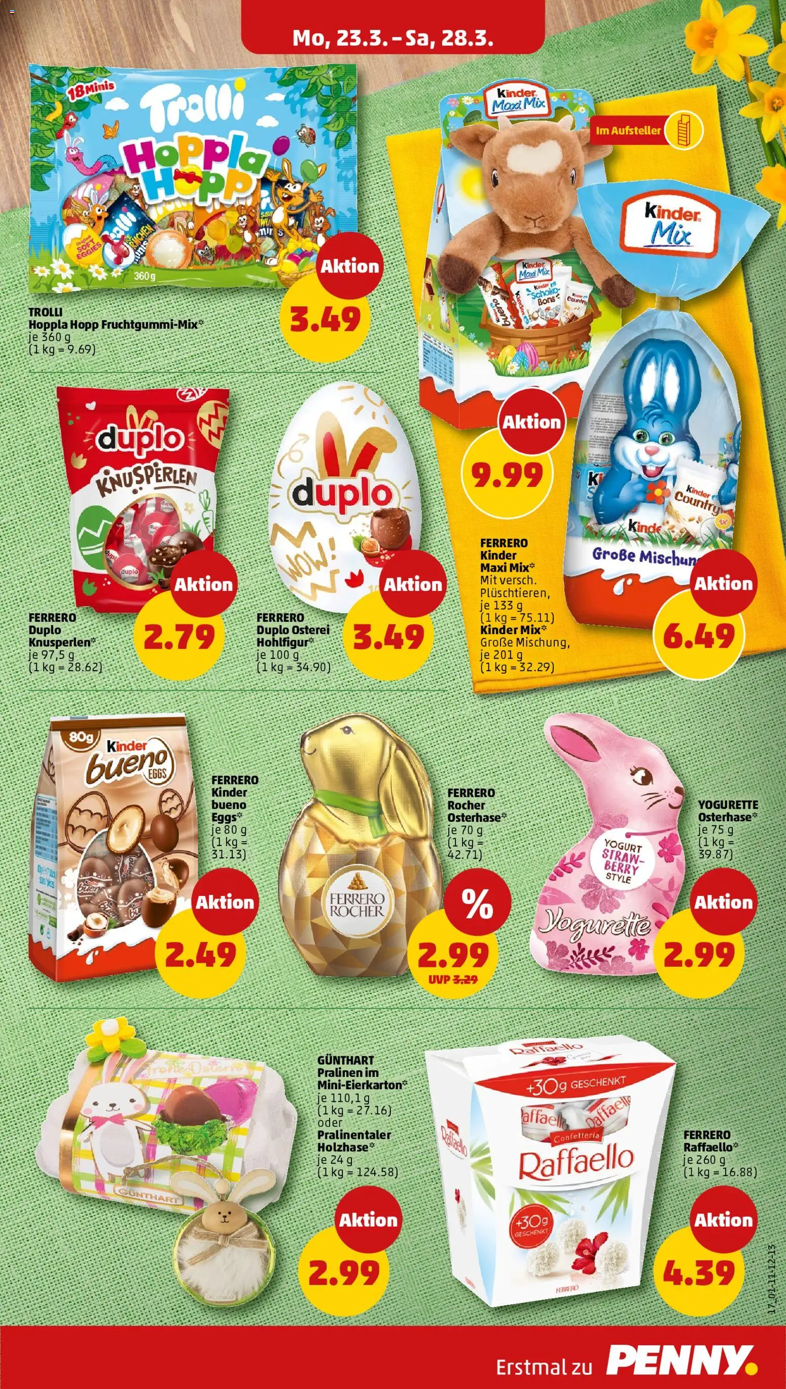 Penny Prospekt 	 – gültig ab 23.03.2026 | Seite: 19 | Produkte: Raffaello, Ferrero rocher, Kinder bueno, Kinder country