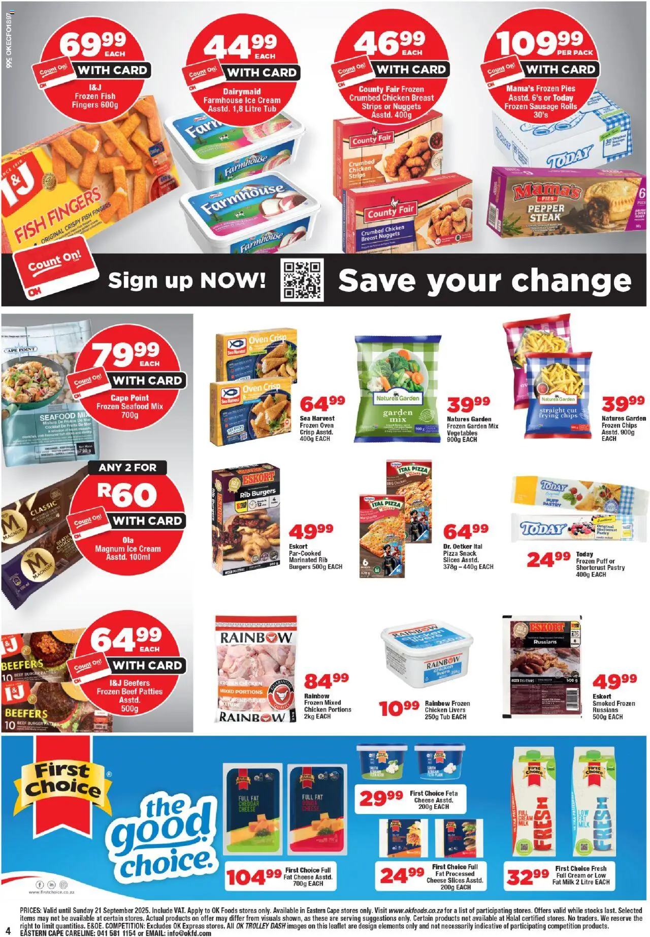 New OK Foods catalogue – valid from 10.09.2025 | Page: 4 | Products: Oven, Burgers, Chips, Máscara de pestañas