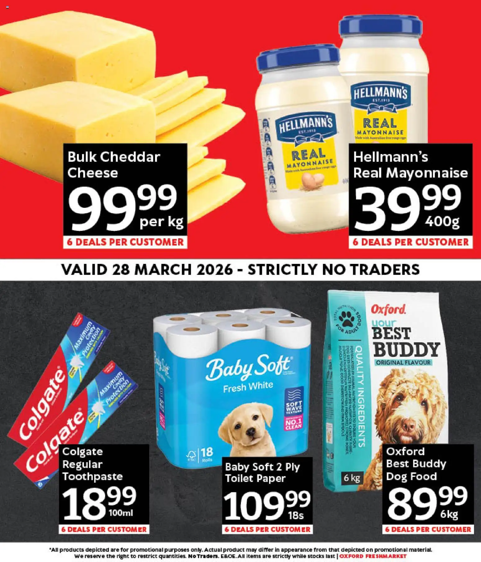 New Oxford Freshmarket catalogue – valid from 28.03.2026 | Page: 4 | Products: Toilet, Toothpaste, Mayonnaise, Dog food