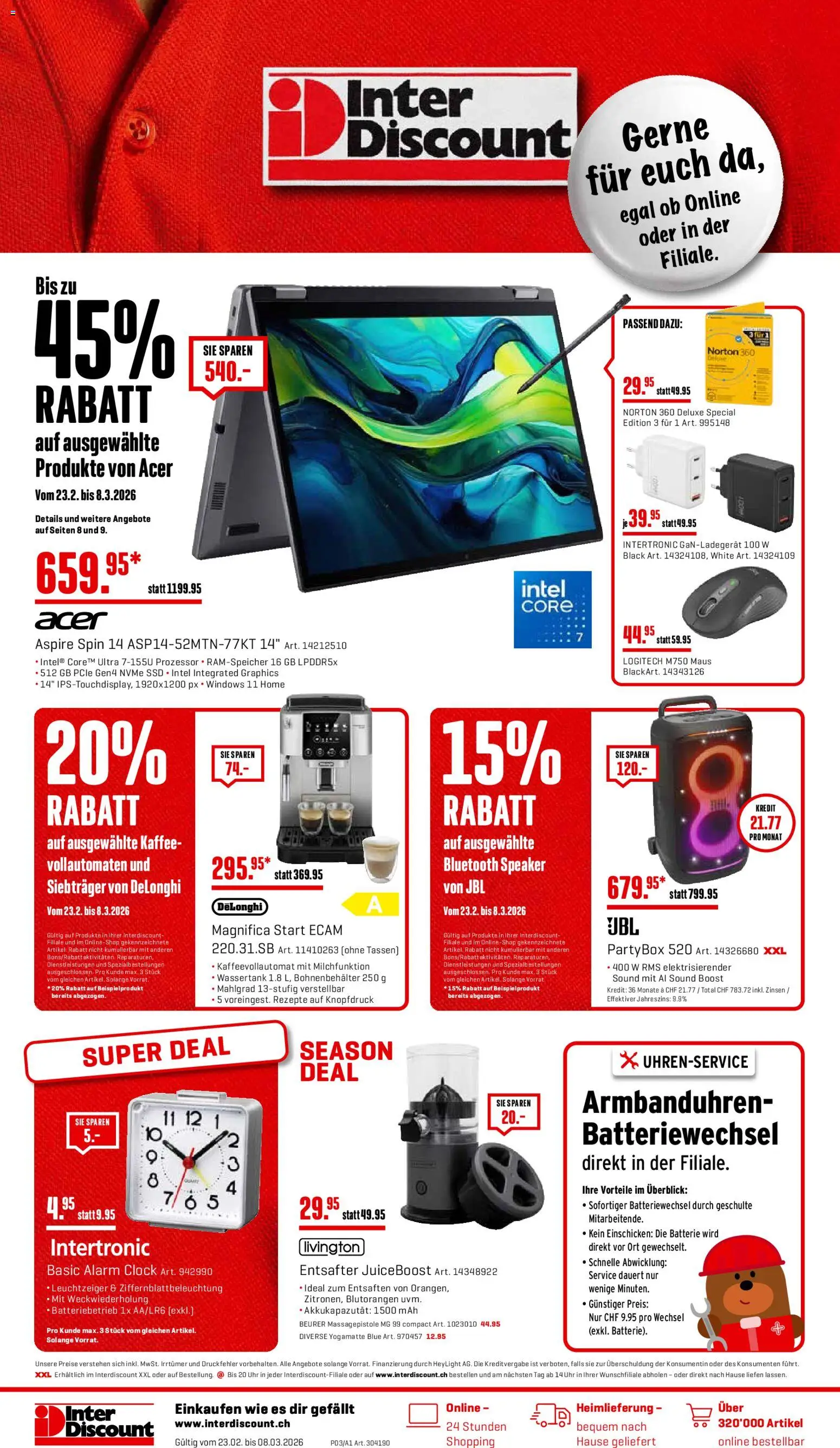 Interdiscount Aktionen – gültig ab 23.02.2026 | Seite: 20 | Produkte: Entsafter, Kaffee, Kaffeevollautomat, Maus