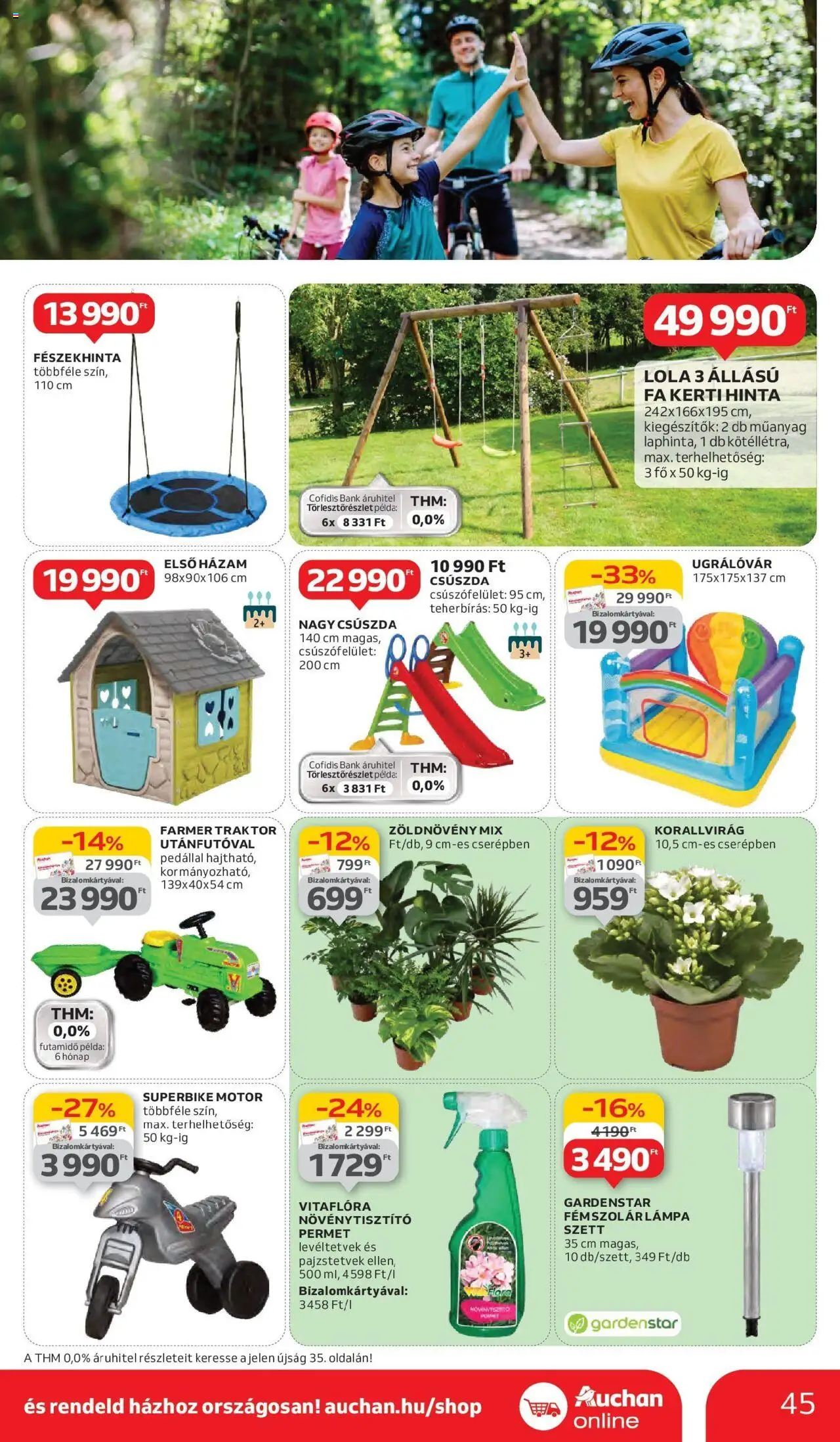 Auchan akciós ujság - amely érvényes a következő dátumtól: 05.06.2025 | Oldal: 45 | Termékek: Csúszda, Farmer, Hinta, Kerti hinta