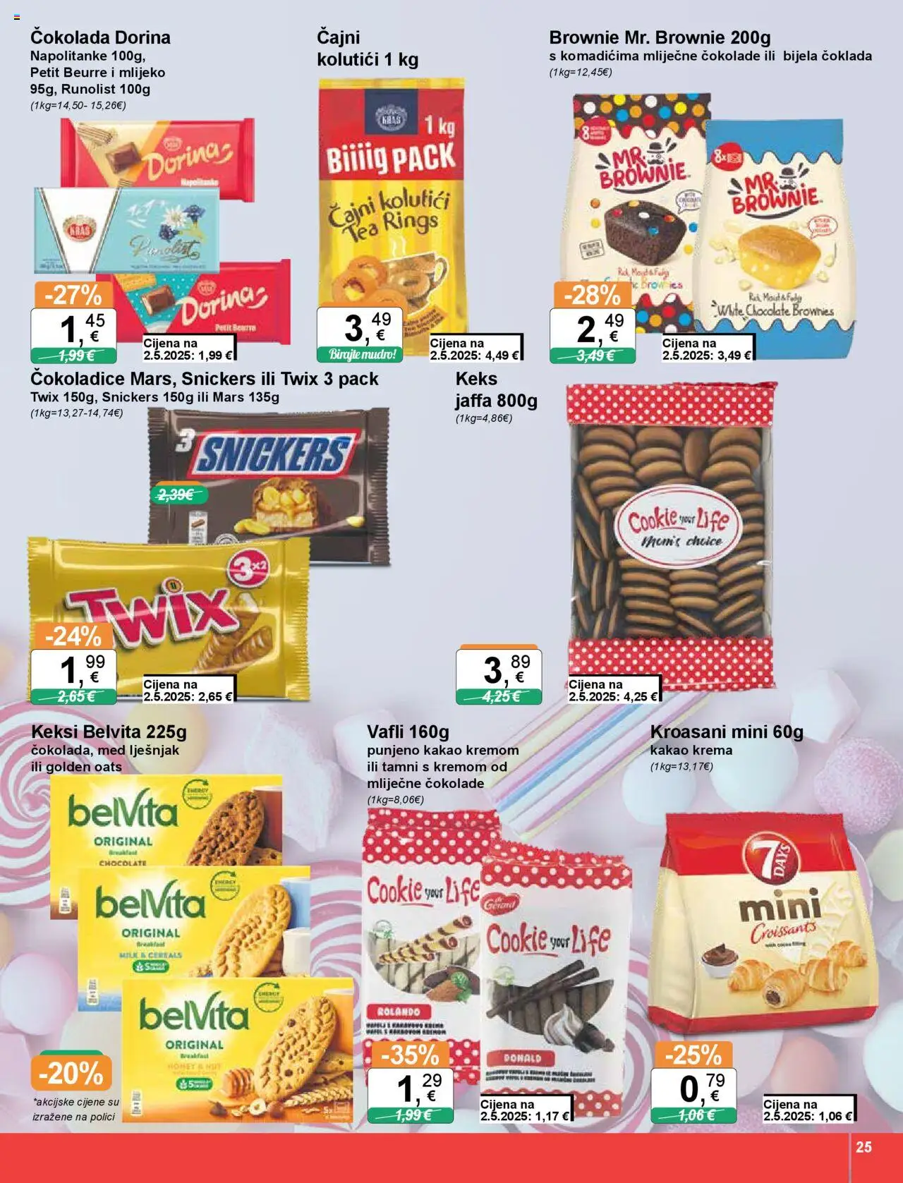 KTC katalog | vrijedi od 07.08.2025 | Stranica: 25 | Proizvodi: Dorina, Snickers, Keks, Napolitanke