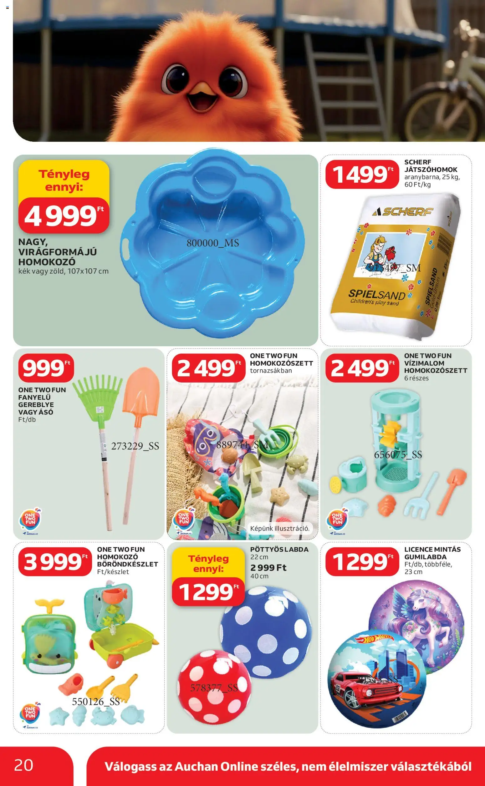 Auchan akciós ujság - amely érvényes a következő dátumtól: 05.03.2026 | Oldal: 20 | Termékek: Homokozo