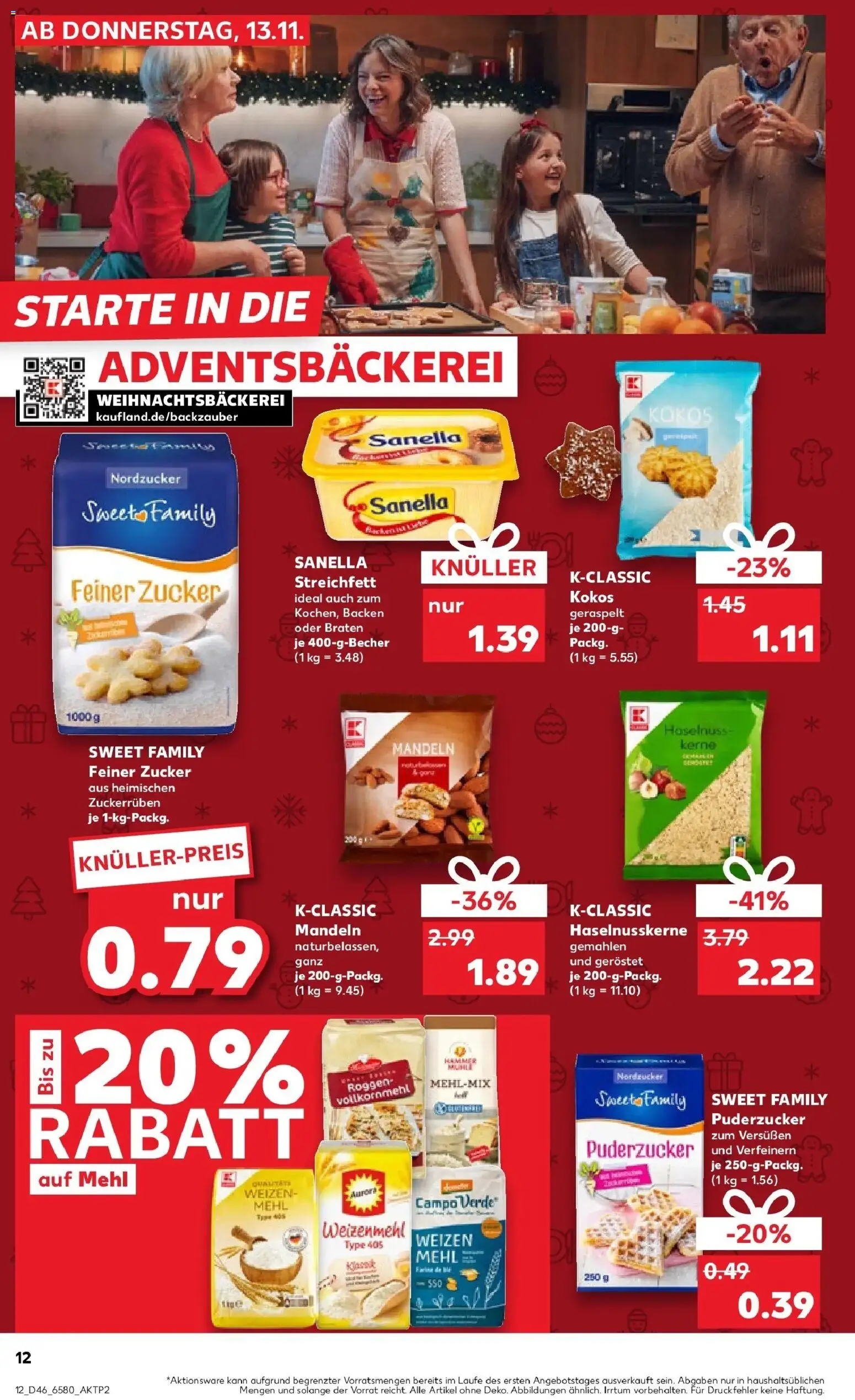 Kaufland prospekt Henstedt-Ulzburg	 – gültig ab 13.11.2025 | Seite: 12 | Produkte: Mehl, Weizenmehl, Zucker, Sanella