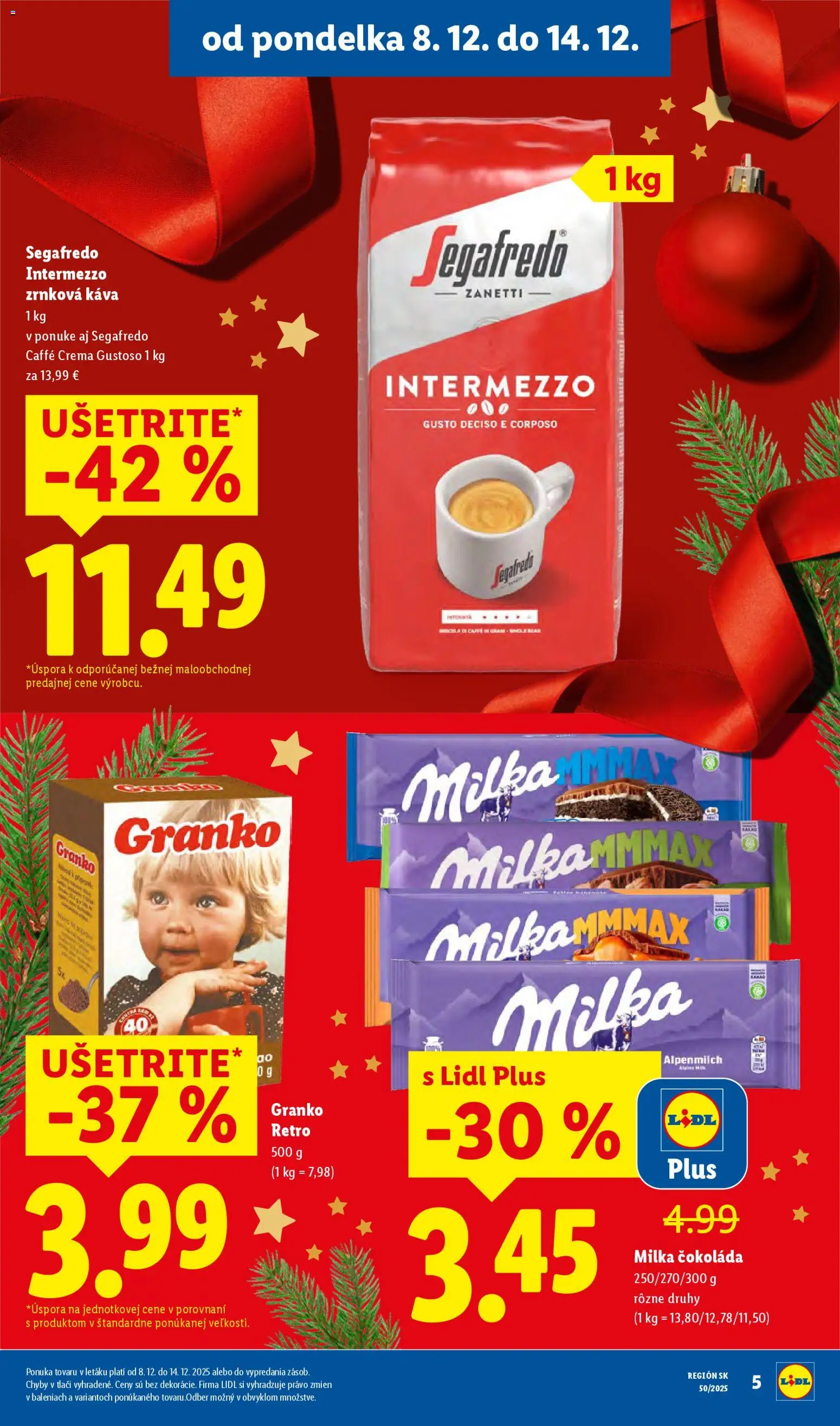 Nové Lidl akcie – leták je platný od 11.12.2025 | Strana: 7 | Produkty: Káva, Čokoláda, Milka, Granko