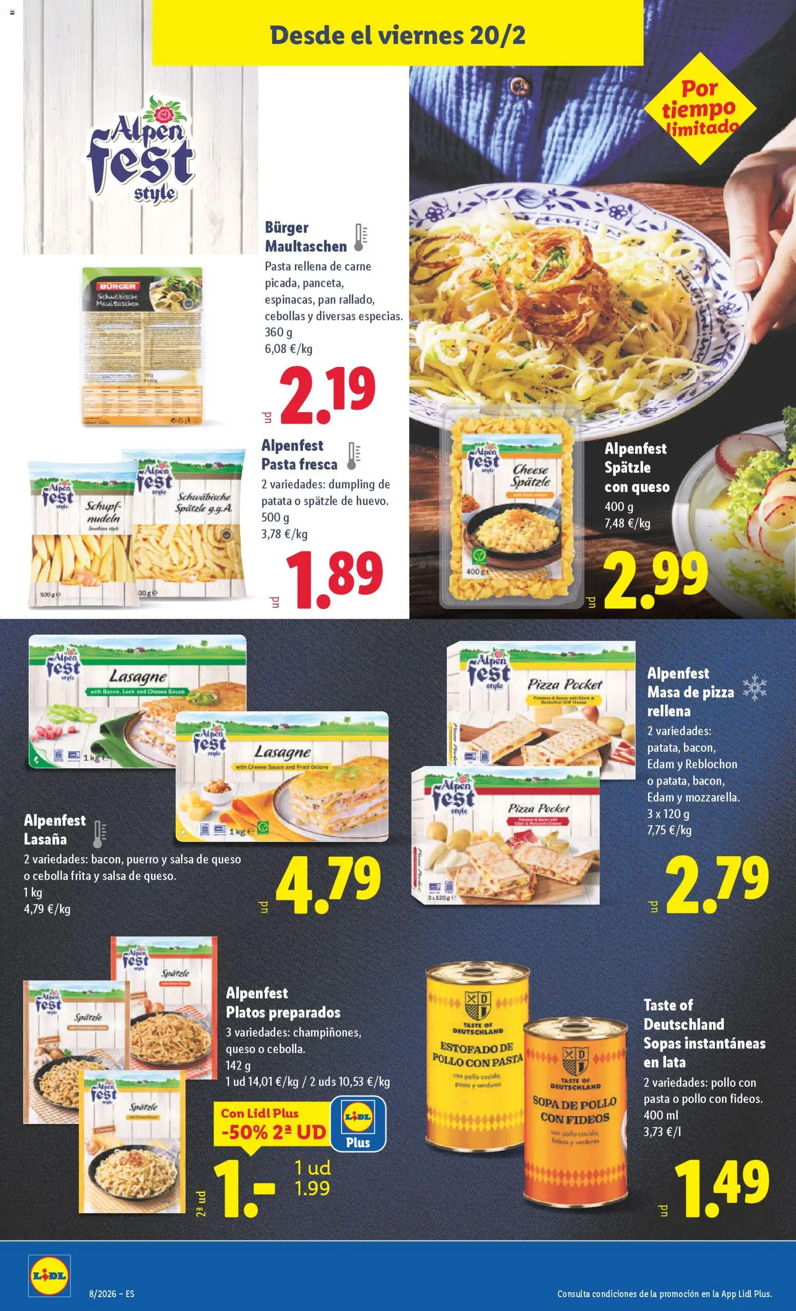 Lidl folleto │ válido desde el 16.02.2026 | Página: 28 | Productos: Queso, Pan, Pizza, Fideos