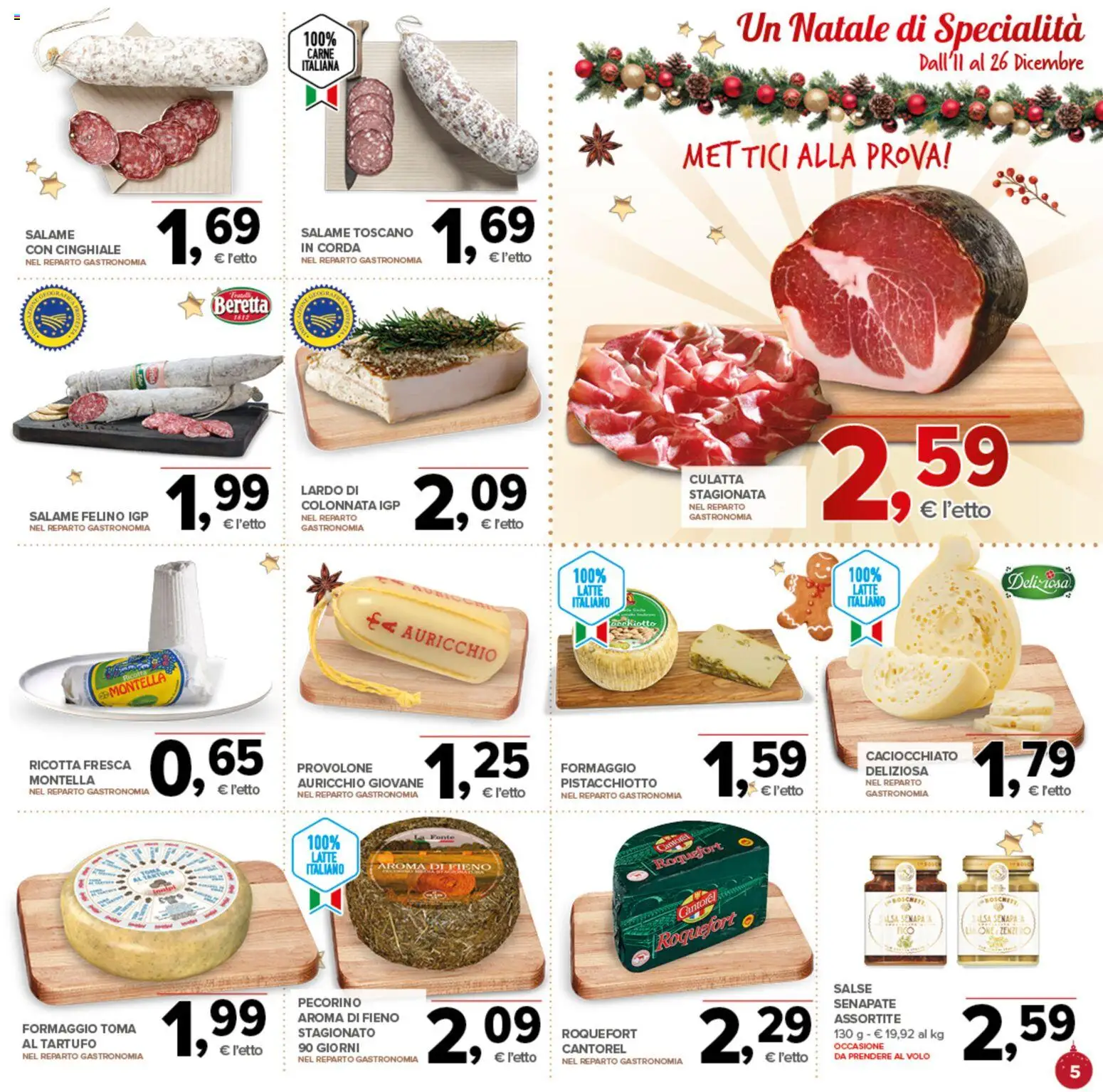 Volantino Todis del 11.12.2025 | Pagina: 5 | Prodotti: Salame, Latte, Formaggio, Pecorino
