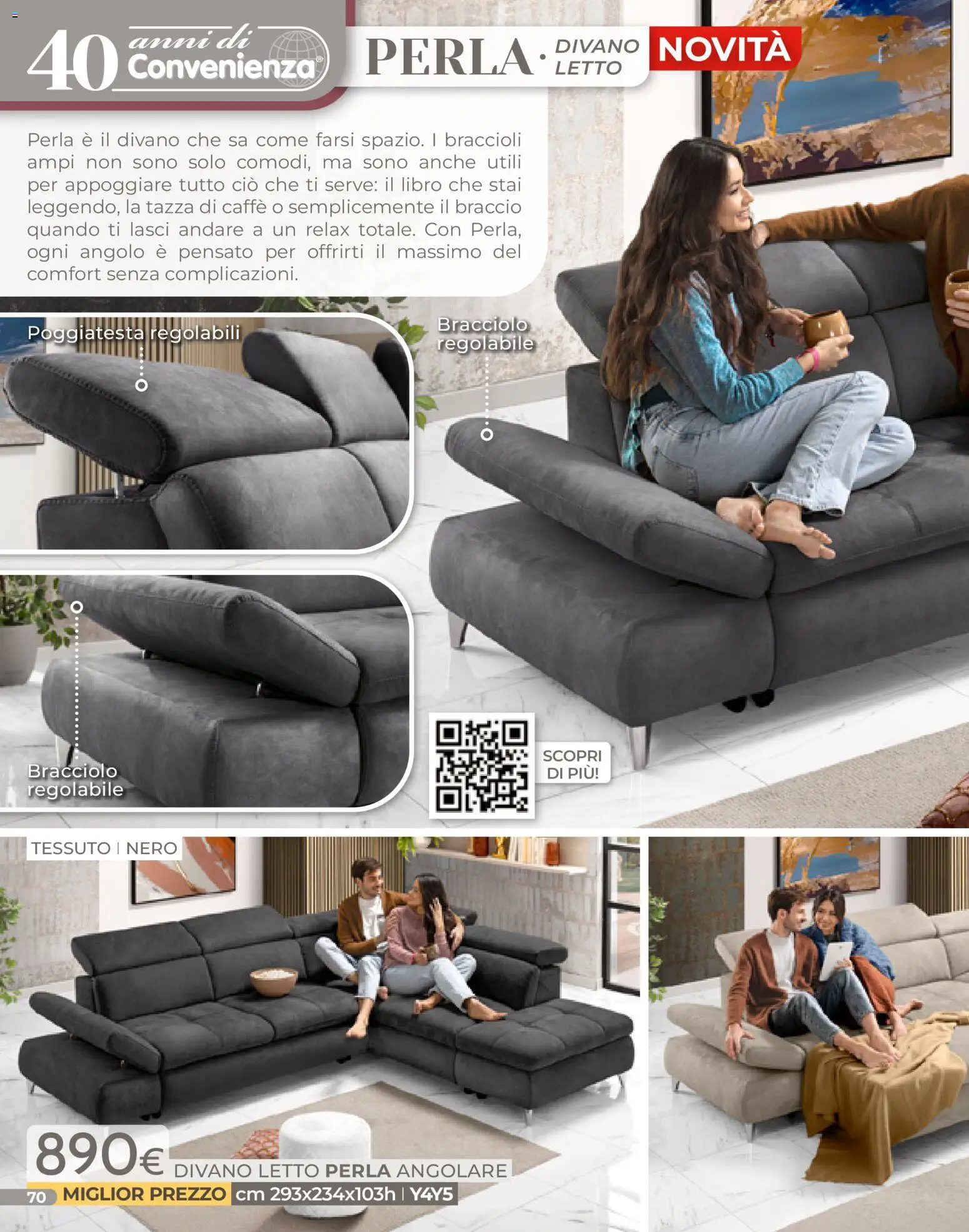 Volantino Mondo Convenienza del 04.01.2026 | Pagina: 70 | Prodotti: Caffè, Braccioli, Letto, Divano