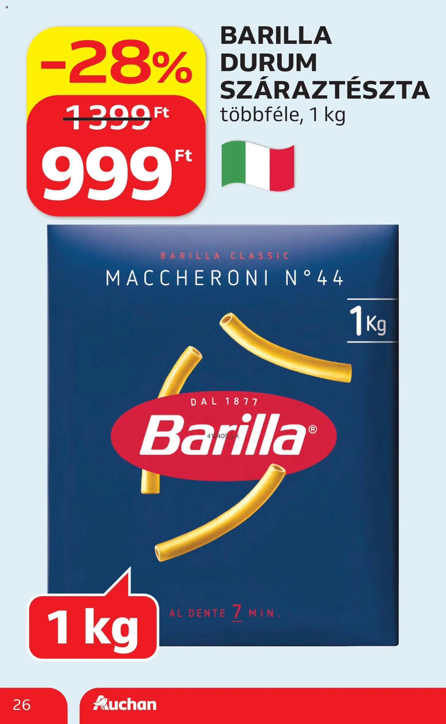 Auchan akciós ujság - amely érvényes a következő dátumtól: 30.04.2026 | Oldal: 26 | Termékek: Száraztészta