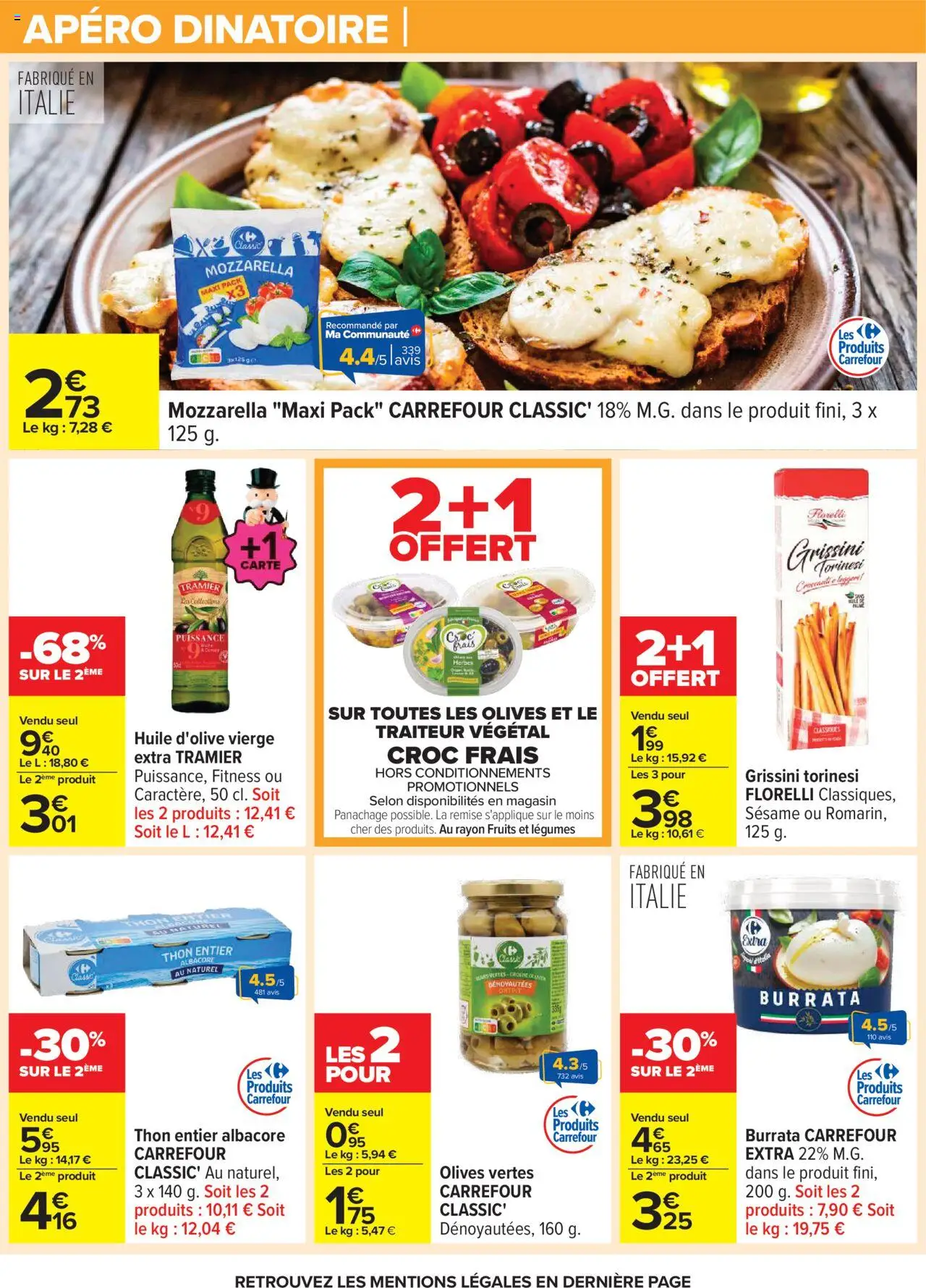  | Page: 22 | Produits: Olives, Mozzarella, Thon, Chaise