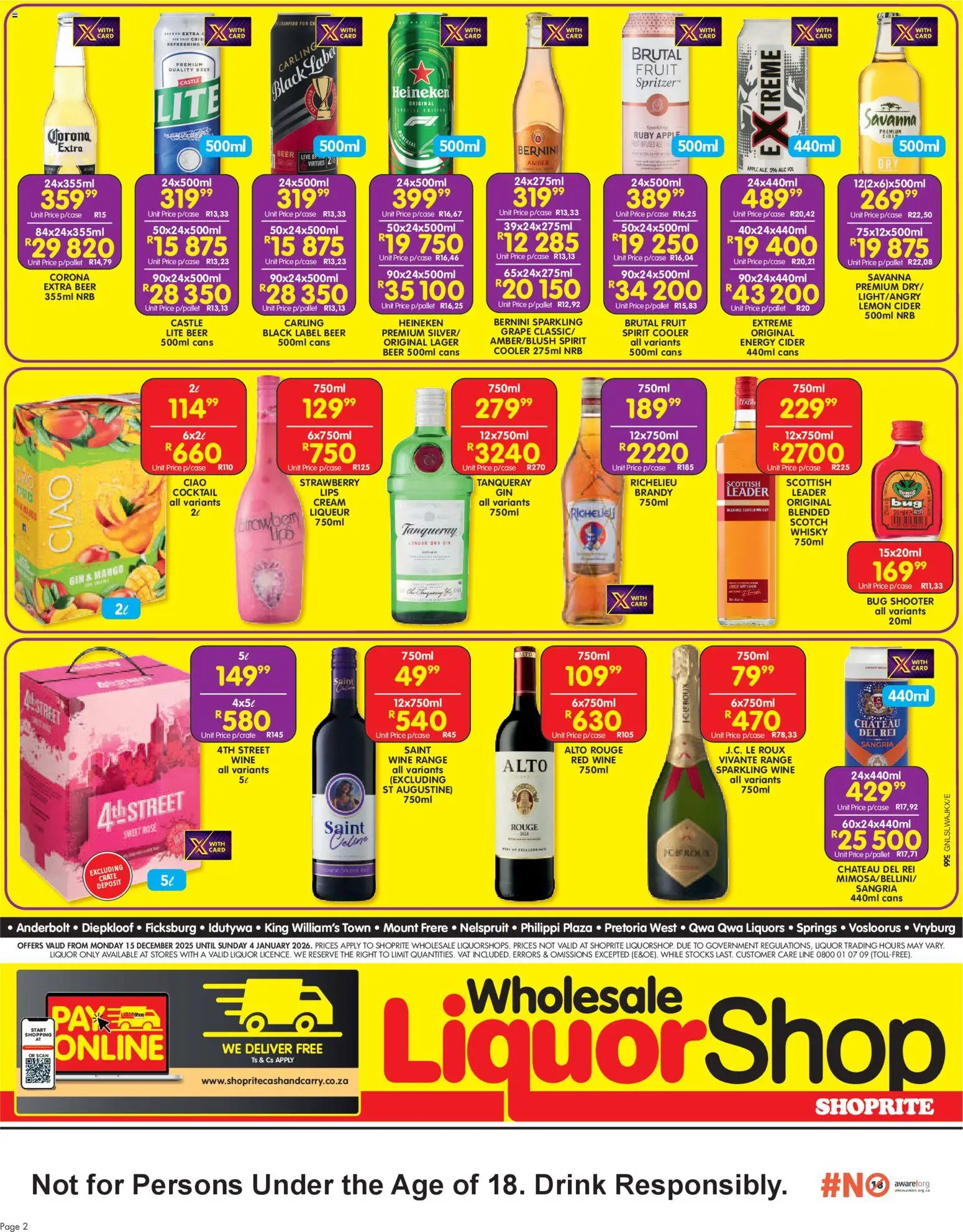 New Shoprite catalogue – valid from 15.12.2025 | Page: 2 | Products: Cooler, Wine, Beer, Mango