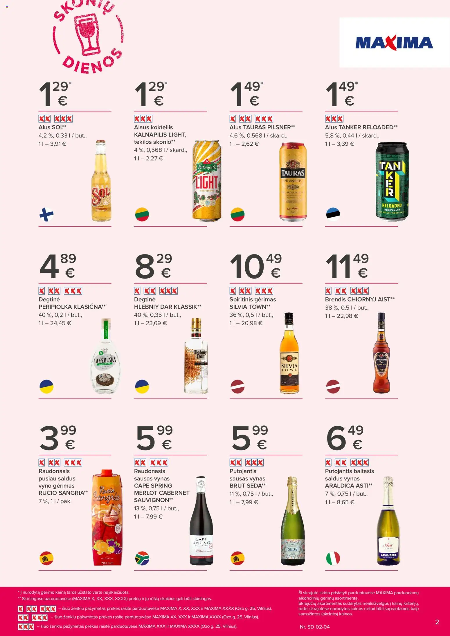 MAXIMA akcijos nuo 22.01.2026 | Puslapis: 2 | Prekių: Degtinė, Vynas, Alus