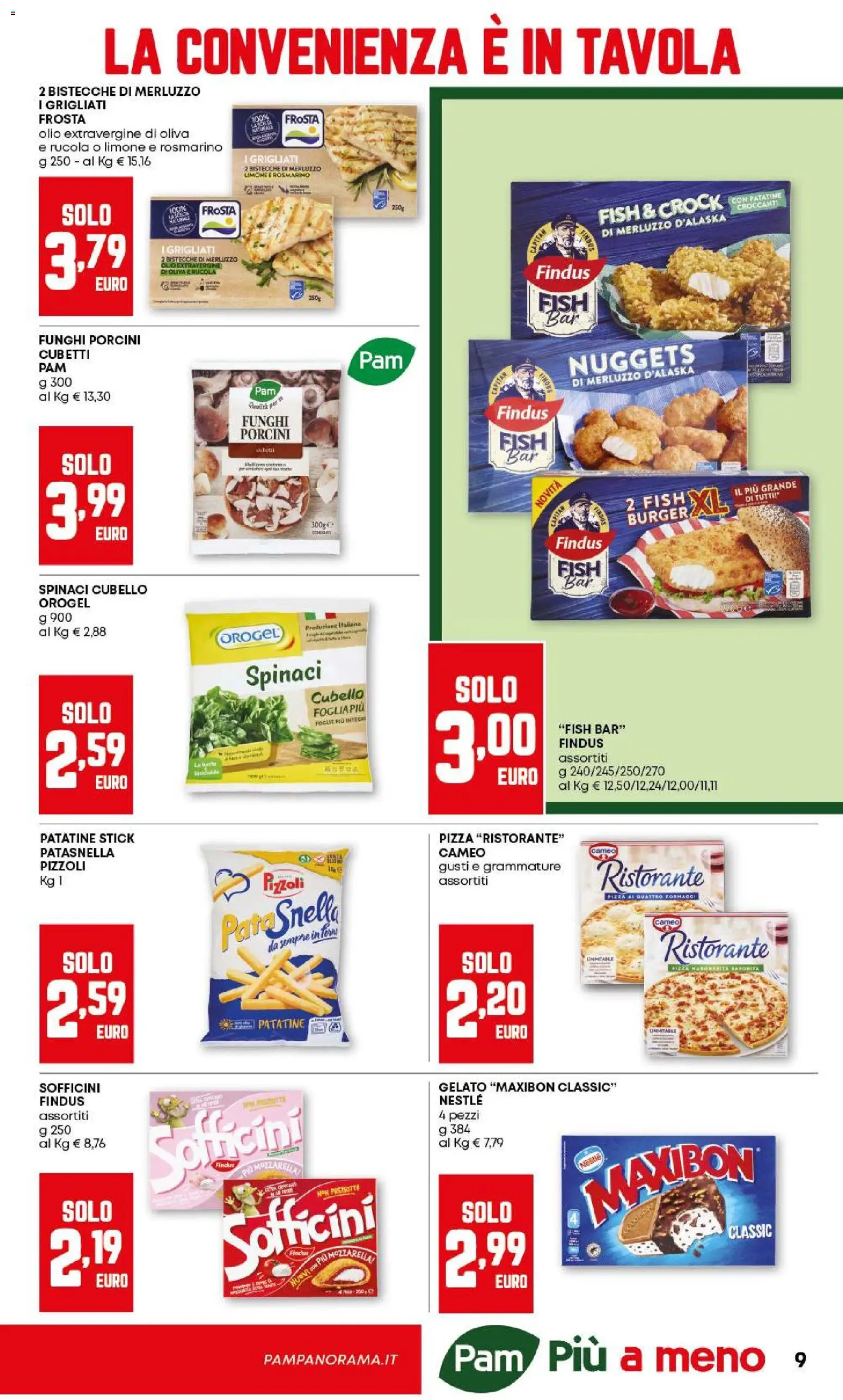 Volantino PAM del 12.03.2026 | Pagina: 9 | Prodotti: Rucola, Patatine, Funghi, Spinaci
