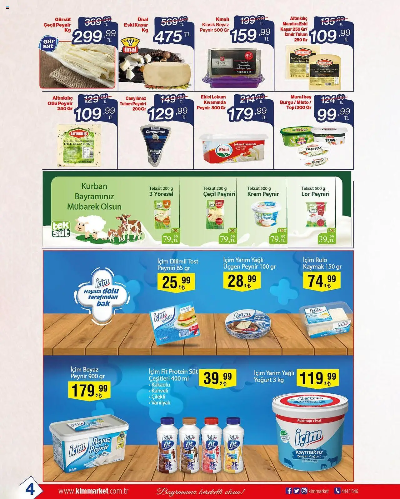 Kim Market Kurban Bayramımız - 28.05.2025 tarihinden itibaren geçerlidir | Sayfa: 4 | Ürünler: Süt, Peynir, Yoğurt, Tulum