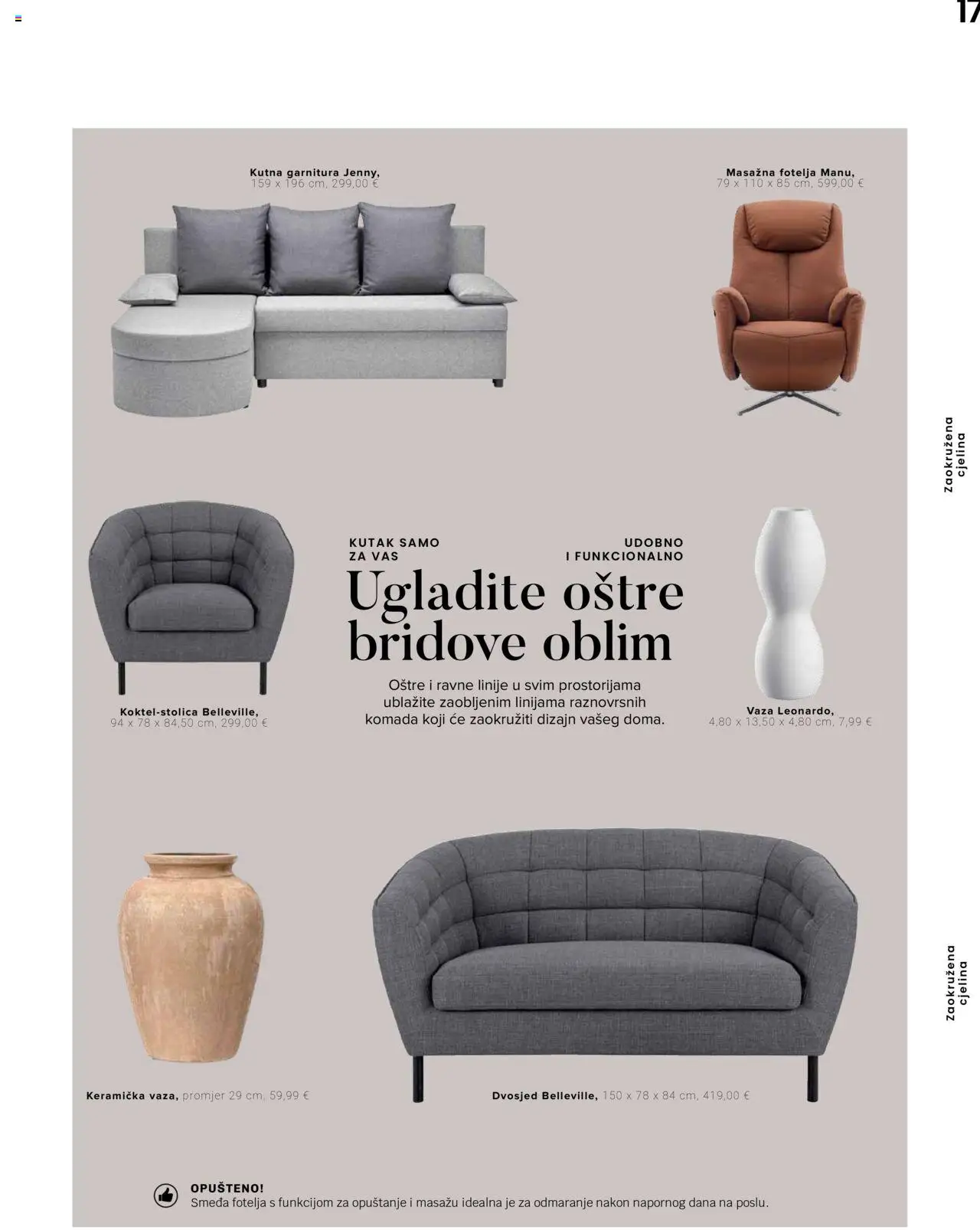 Lesnina katalog | vrijedi od 10.04.2025 | Stranica: 17 | Proizvodi: Fotelja, Vaza, Kutna garnitura, Dvosjed