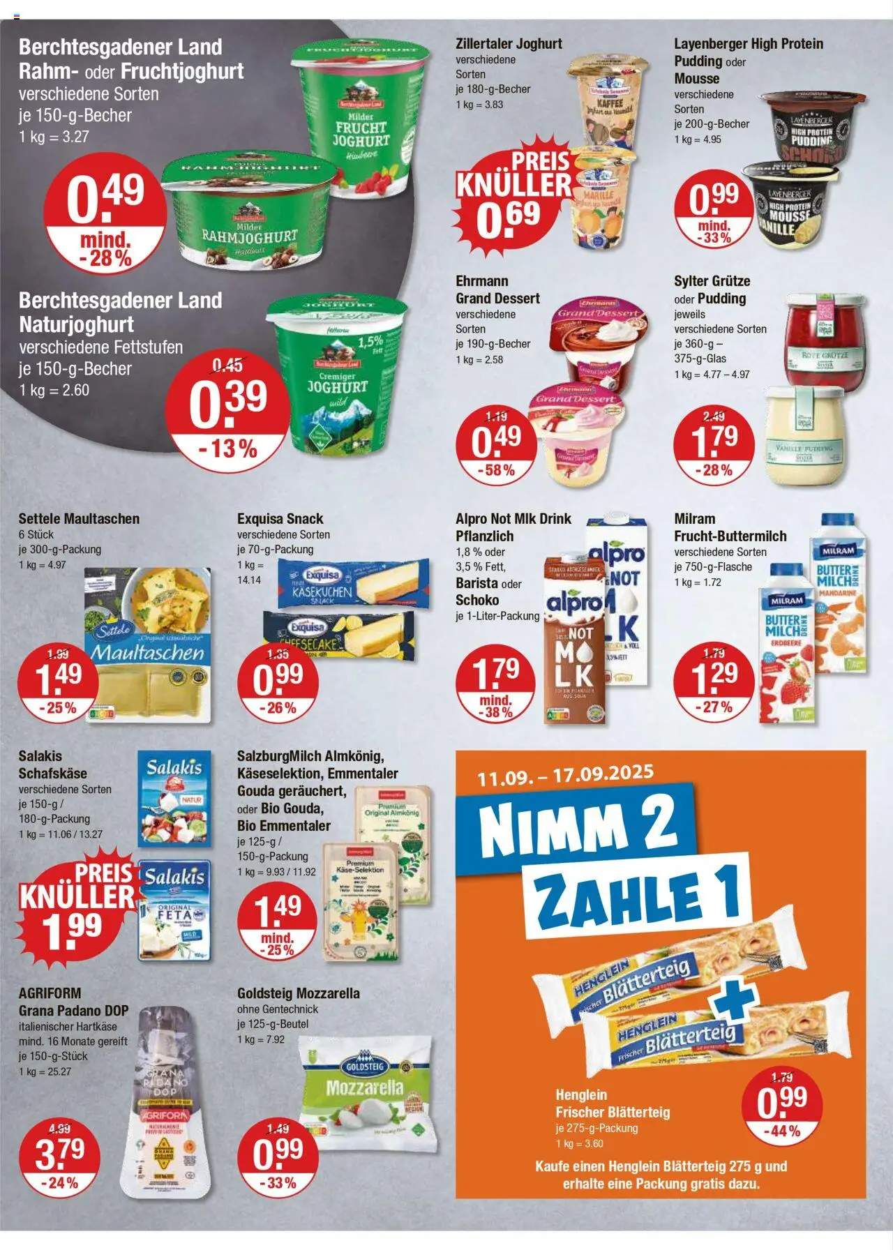 V-Markt - M&#252;nchen – gültig ab 11.09.2025 | Seite: 6 | Produkte: High protein pudding, Fruchtjoghurt, Maultaschen, Schafskase