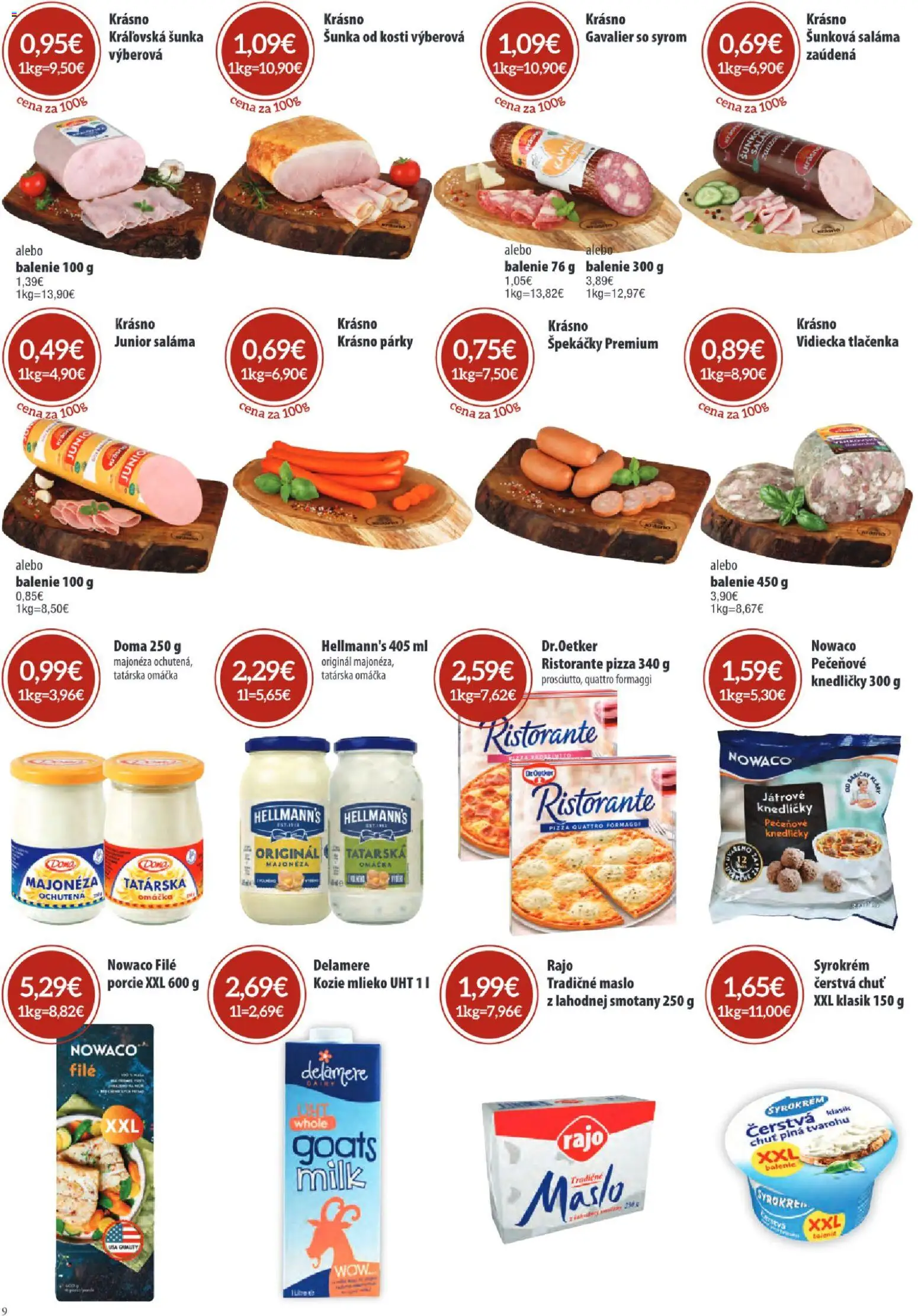 Nové Sintra akcie – leták je platný od 05.03.2026 | Strana: 9 | Produkty: Mlieko, Šunka, Pizza, Tatárska omáčka