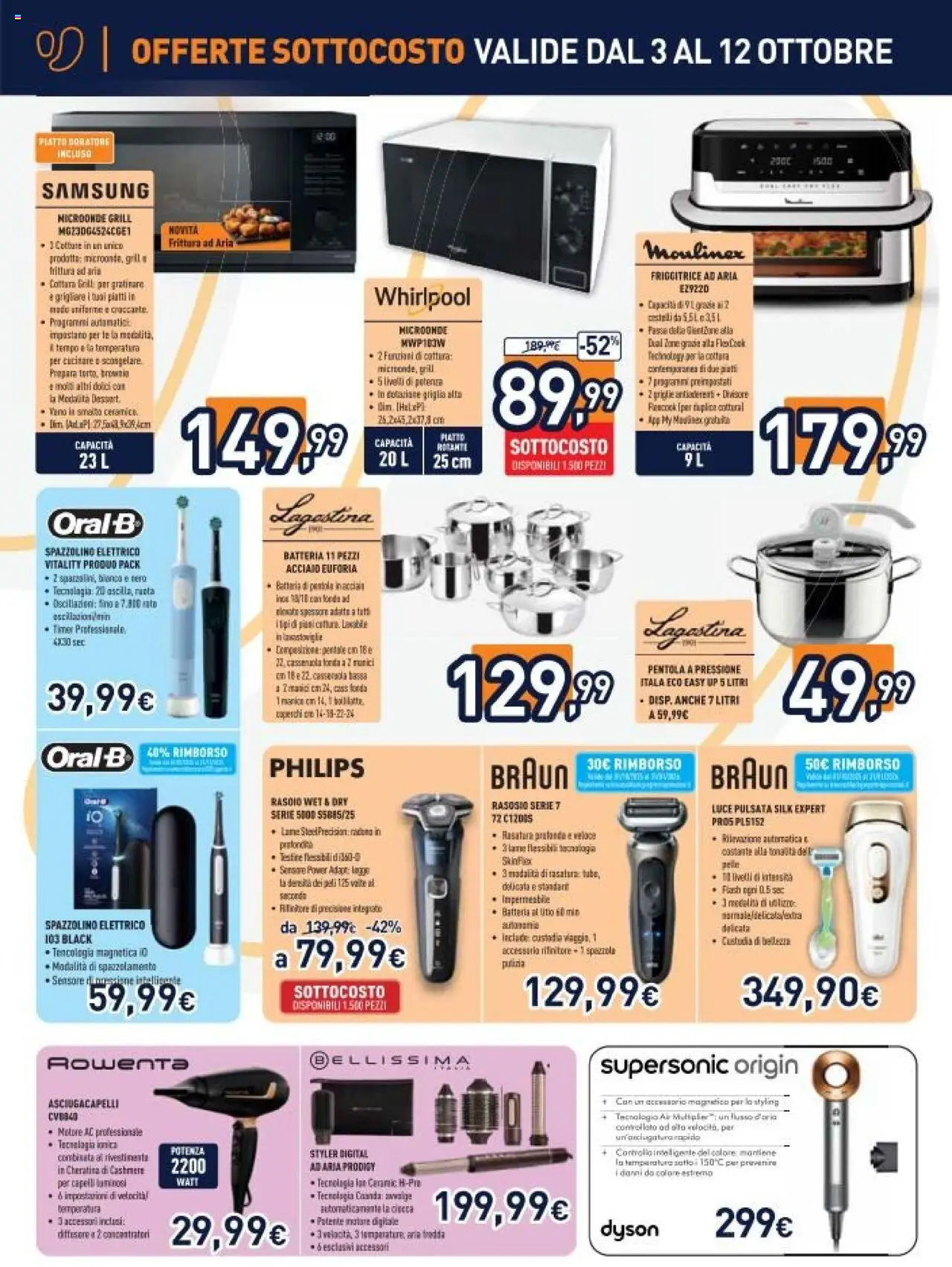 Volantino Unieuro del 03.10.2025 | Pagina: 22 | Prodotti: Friggitrice ad aria, Spazzolino, Griglia, Batteria