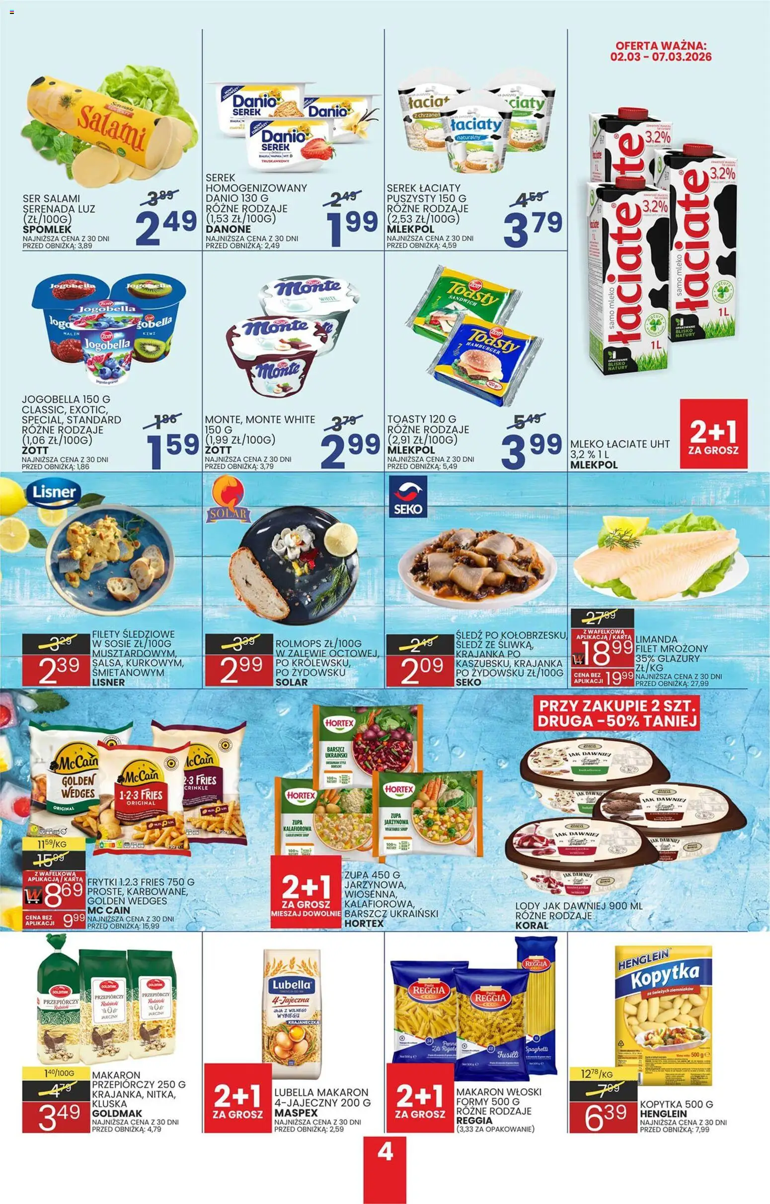 Wafelek Gazetka od 23.02.2026 | Strona: 4 | Produkty: Karta, Serek, Zupa, Lody