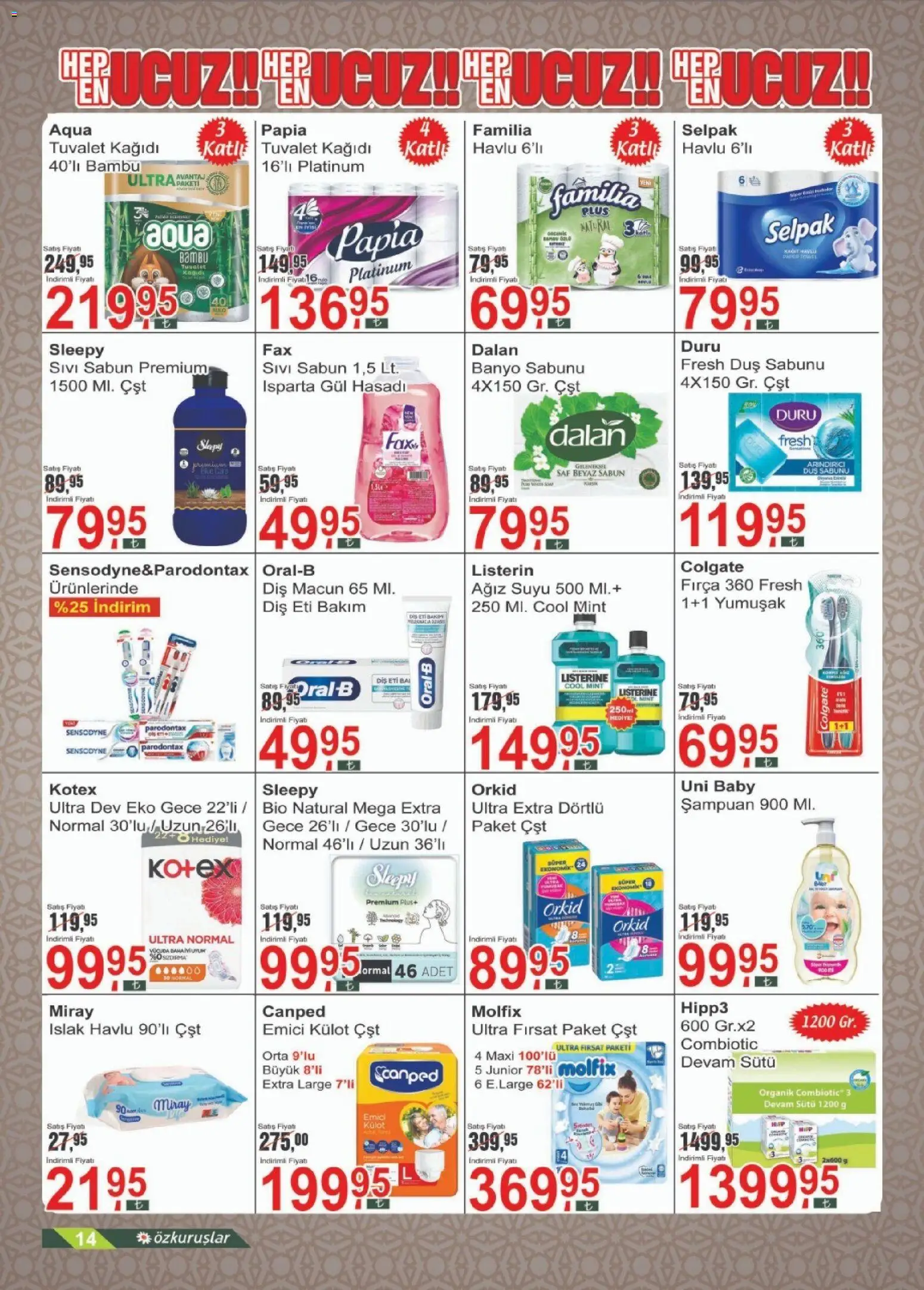 Özkuruşlar Katalog - 13.02.2026 tarihinden itibaren geçerlidir | Sayfa: 14 | Ürünler: Duş, Gül, Şampuan, Külot