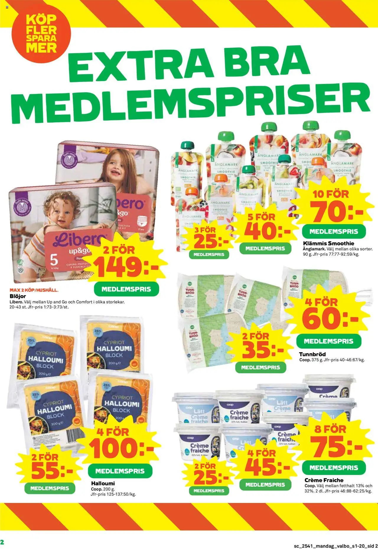 Coop Forum reklamblad aktuell från 06.10.2025 | Sida: 2 | Produkter: Tunnbröd, Halloumi, Bröd, Blöjor