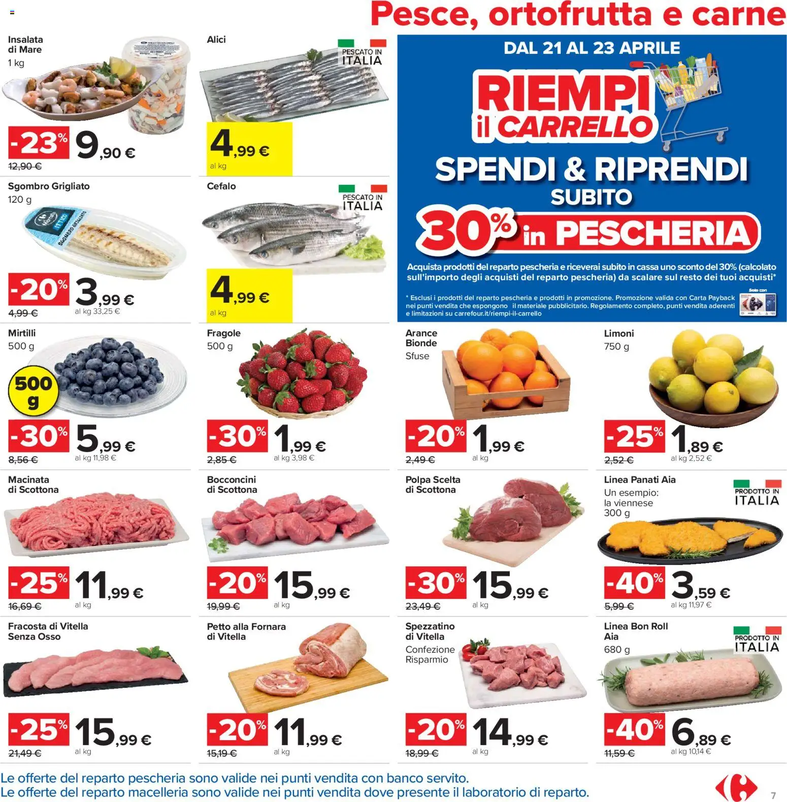 Volantino Carrefour del 21.04.2026 | Pagina: 7 | Prodotti: Fragole, Carrello, Sgombro, Alici