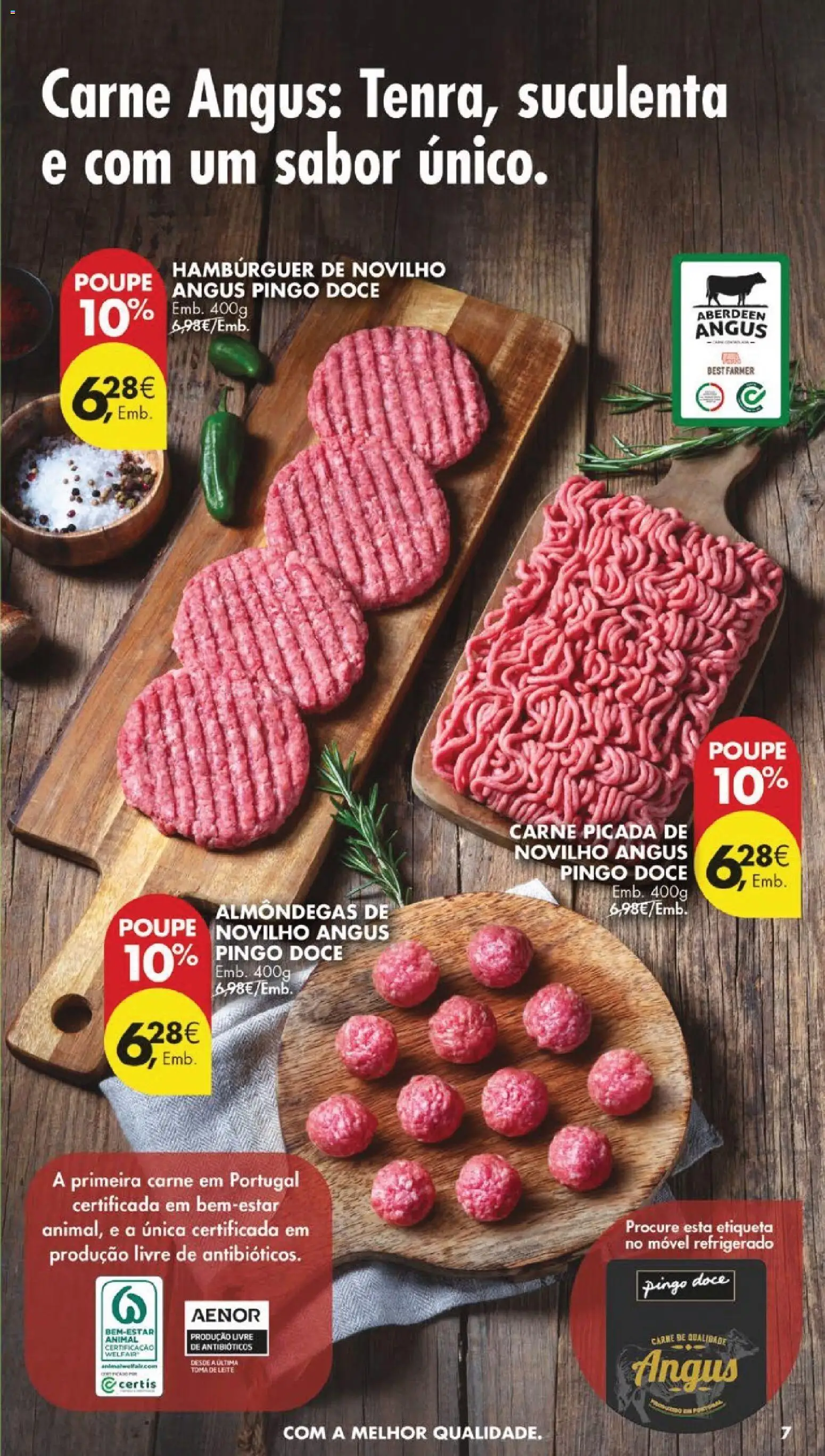 Pingo Doce folheto │ válido de 14.04.2026 | Página: 7 | Produtos: Hambúrguer, Carne picada, Leite, Carne