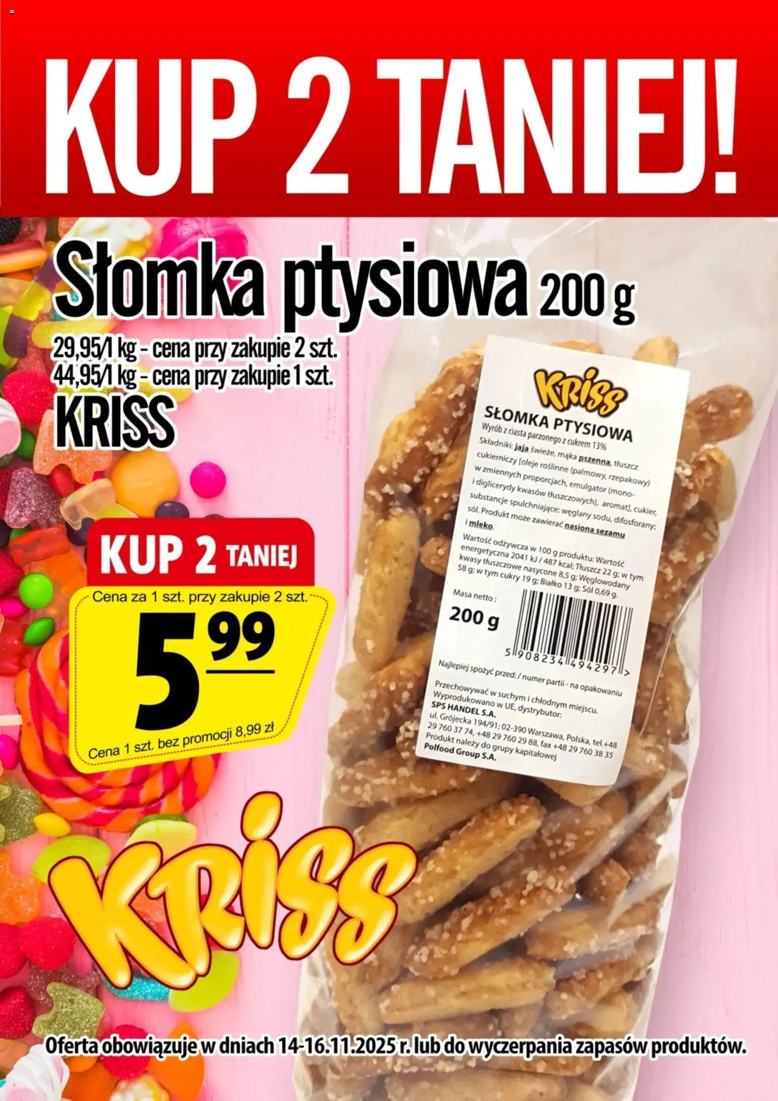 Prim Market Promocja - Słomka Ptysiowa od 14.11.2025 | Strona: 1 | Produkty: Słomka ptysiowa, Nasiona, Mleko, Sól