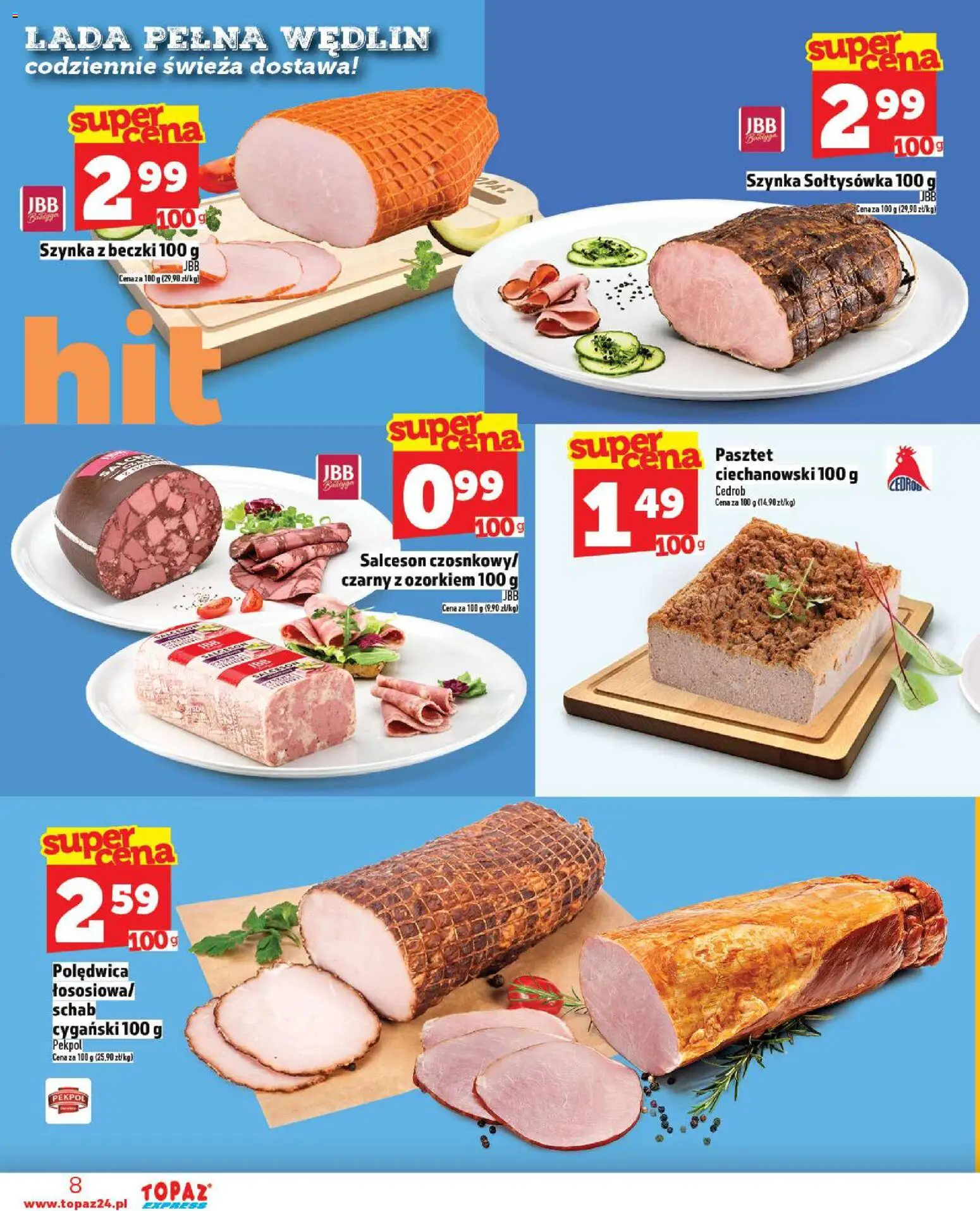 Topaz Gazetka - Express od 06.11.2025 | Strona: 8 | Produkty: Schab, Szynka