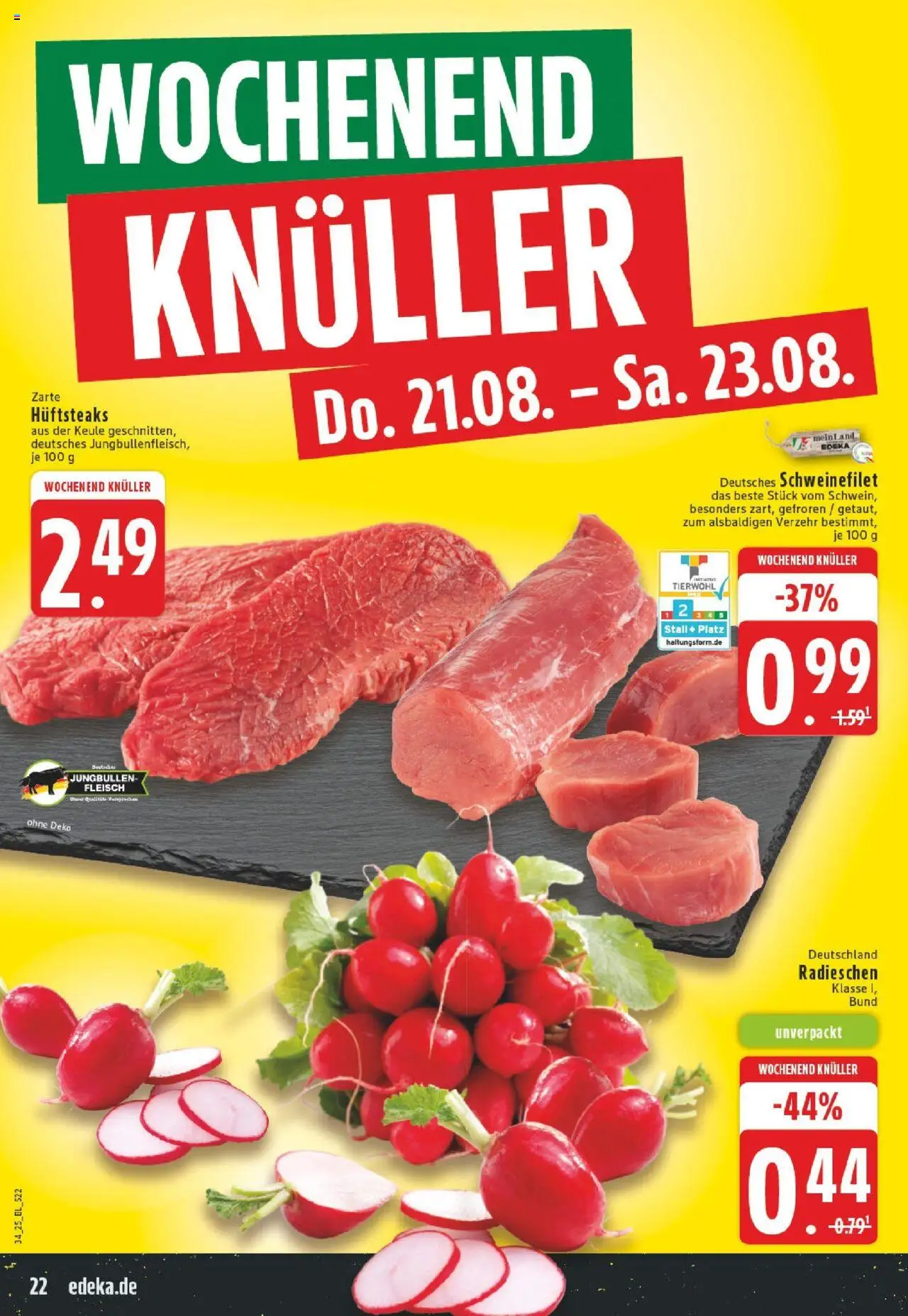Edeka Prospekt 	 - gültig ab dem 18.08.2025 | Seite: 22 | Produkte: Schweinefilet, Steak, Fleisch