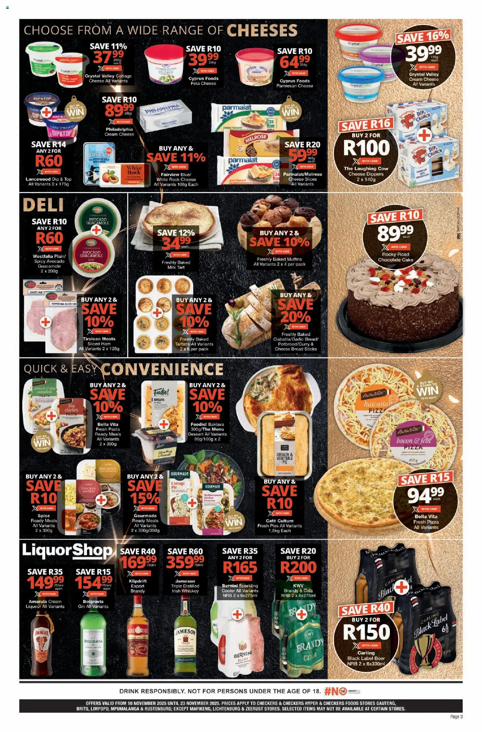 New Checkers catalogue – valid from 09.11.2025 | Page: 3 | Products: Muffins, Cheese, Chicken, Cream