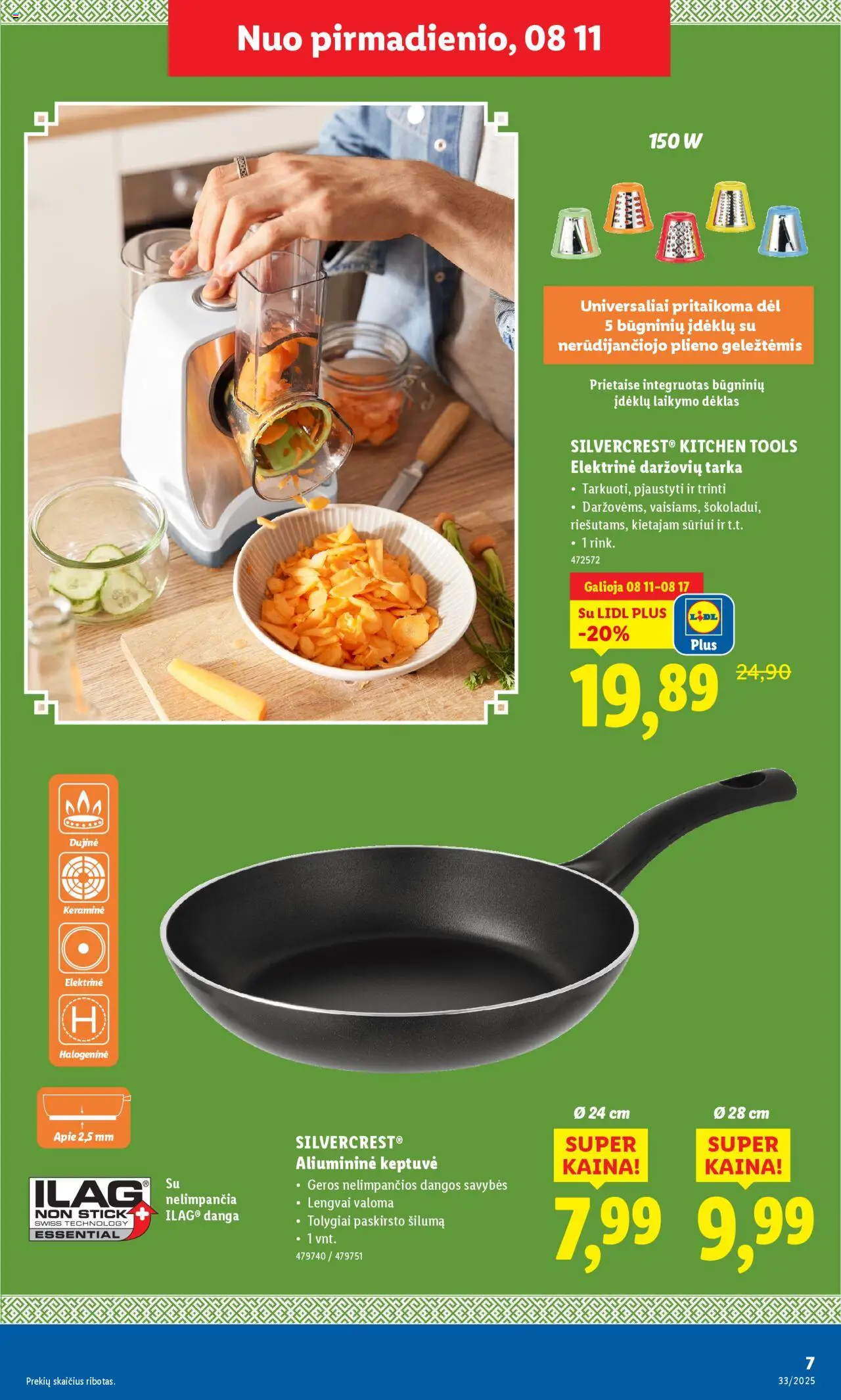 LIDL - Leidinys - Ne maisto prekių pasiūlymai│galioja nuo 11.08.2025 | Puslapis: 7 | Prekių: Keptuvė, Dėklas