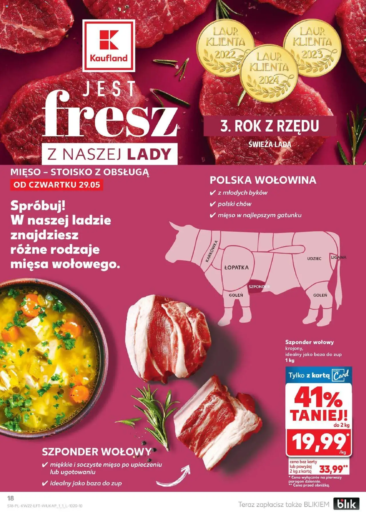 Kaufland gazetka od 29.05.2025 | Strona: 18 | Produkty: Karta, Karkówka, Mięso, Wołowina