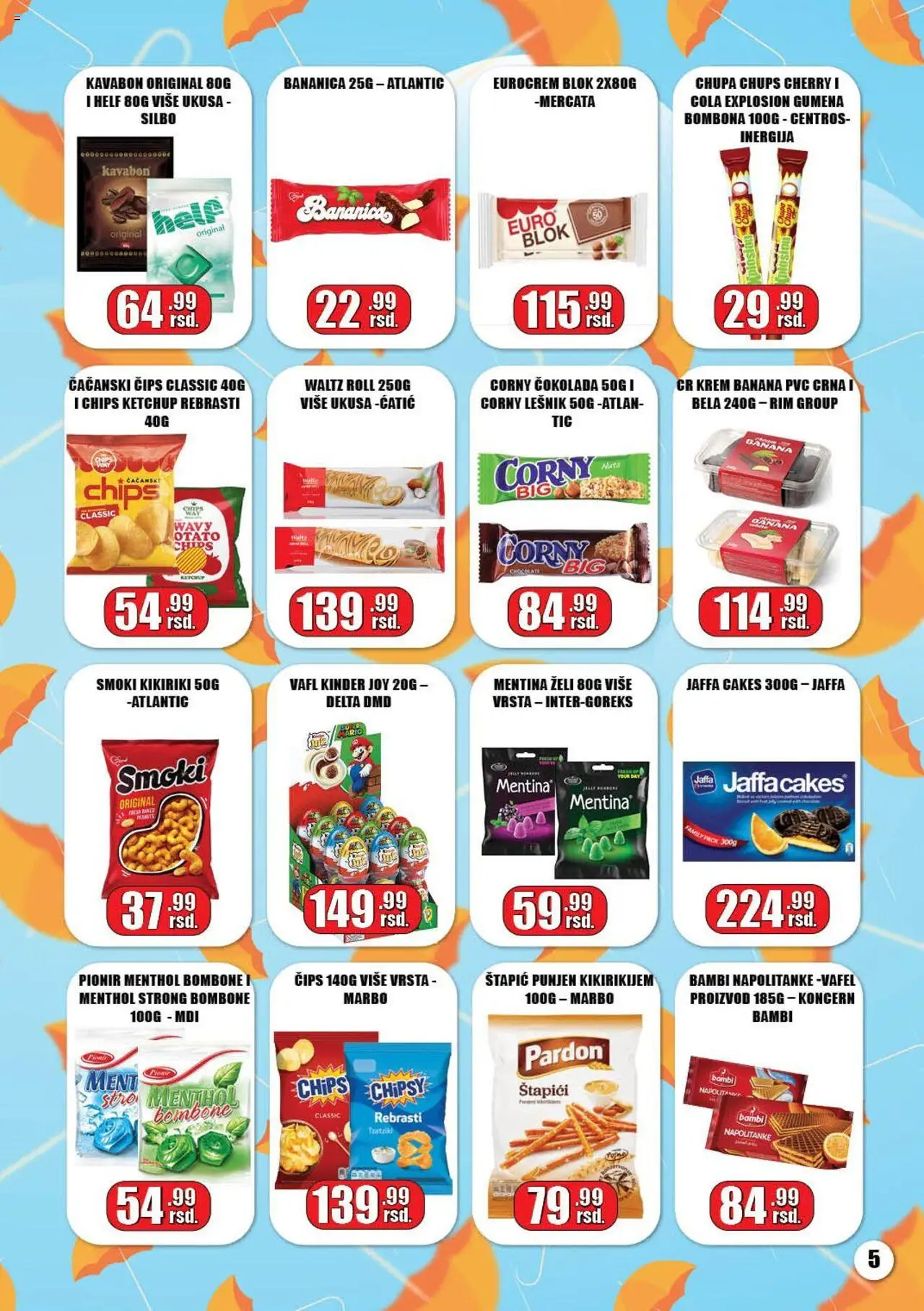 Gala MARKET katalog - važi od 05.06.2025 | Strana: 5 | Proizvode: Bombone, Čips, Smoki, Eurocrem