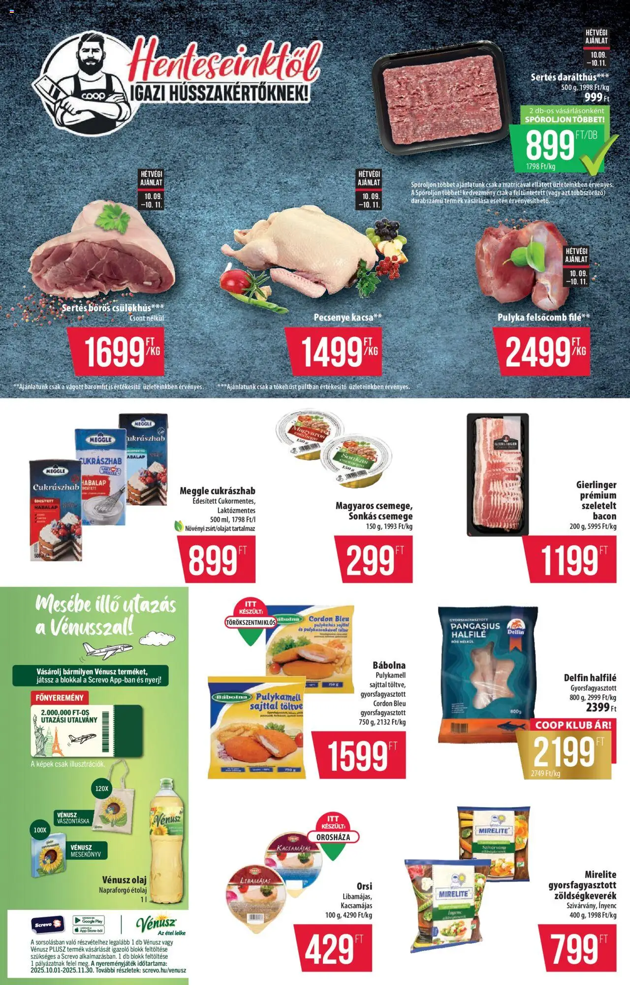 COOP akciós ujság - amely érvényes a következő dátumtól: 09.10.2025 | Oldal: 4 | Termékek: Cordon bleu, Étolaj, Olaj, Kacsa